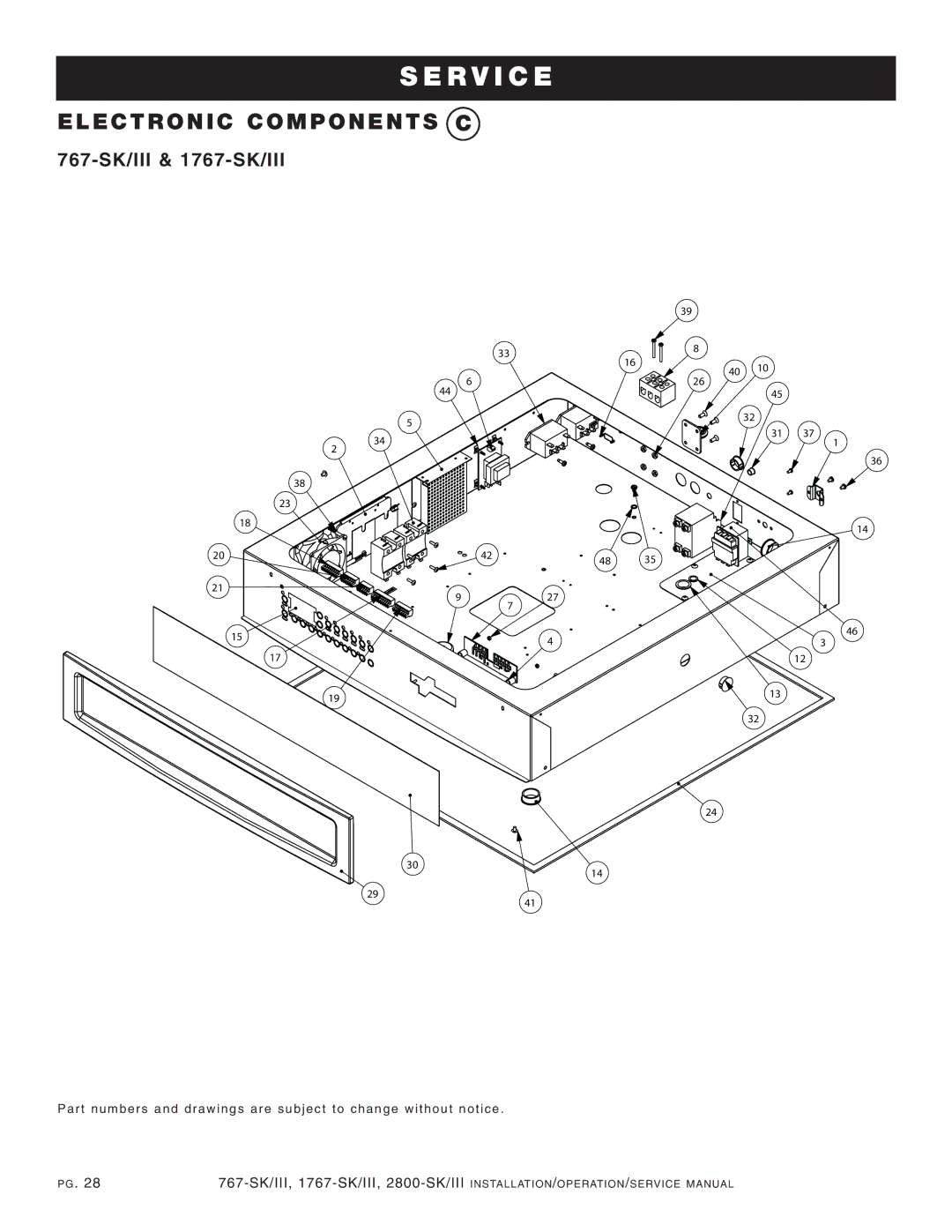 Alto-Shaam 2800-SK/III, 1767-SK/III manual Elect RON IC Compon Ents C, 767-SK/II I & 1767-S K/III 