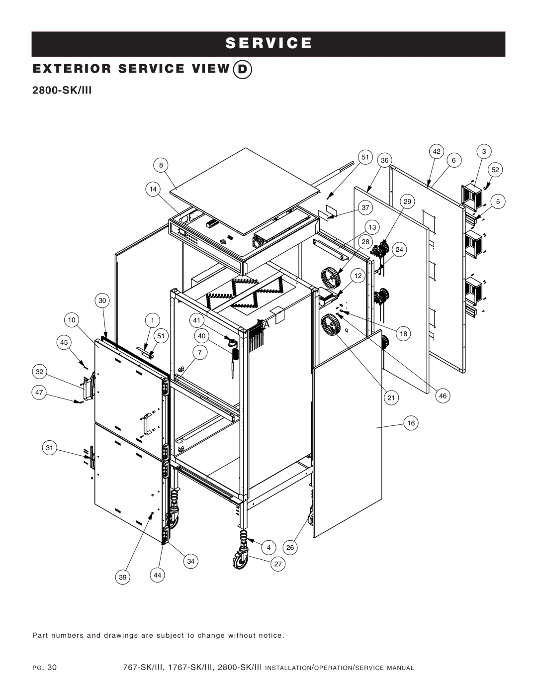 Alto-Shaam 1767-SK/III, 2800-SK/III manual EXT Erio R SER VIC E View D, 2800- SK/III 