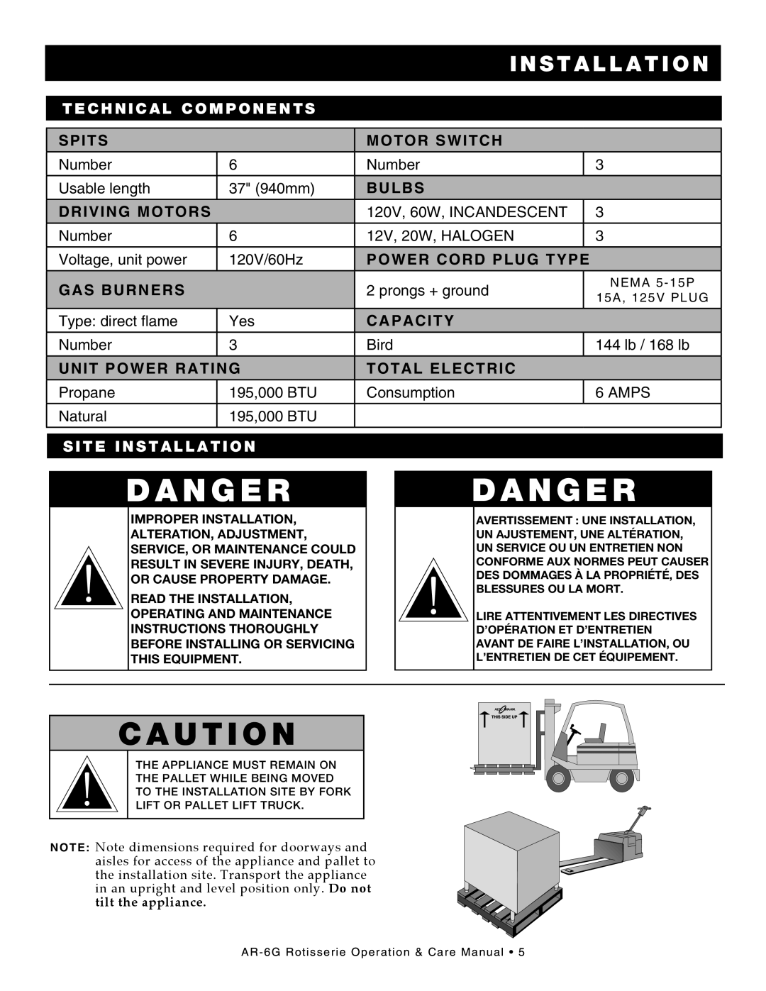 Alto-Shaam AR-6G manual Technical components, Site Installation 