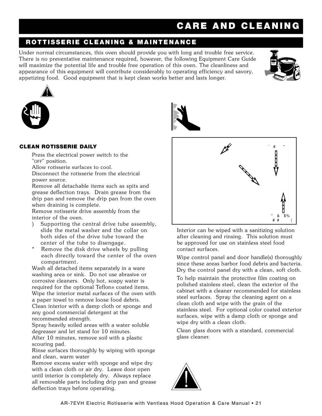 Alto-Shaam AR-7E/VH manual Care, Rotti Sser IE CLE ANI NG & MAI NT Enance 