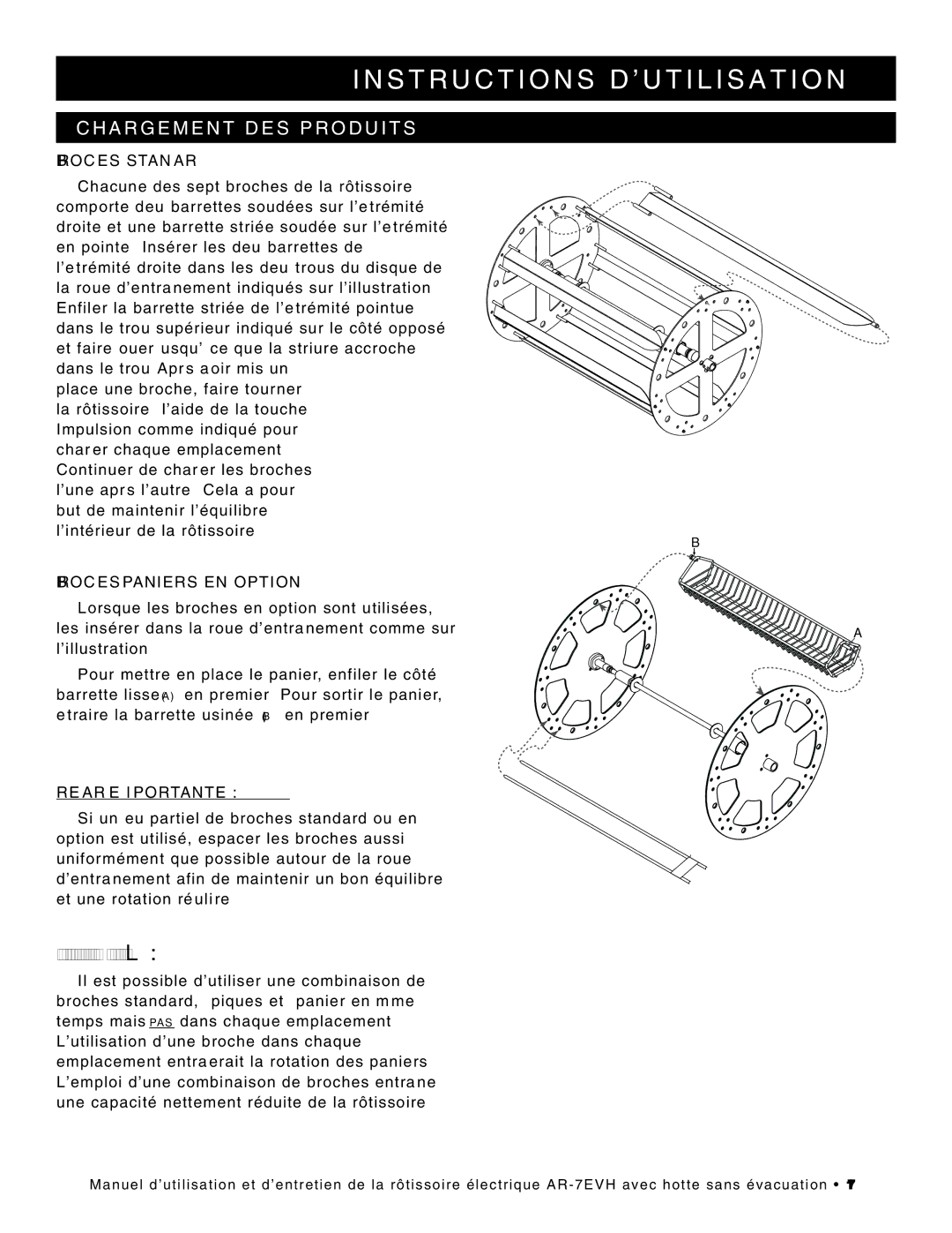 Alto-Shaam ar-7evh manual Chargement DES Produits, Broches Standard 