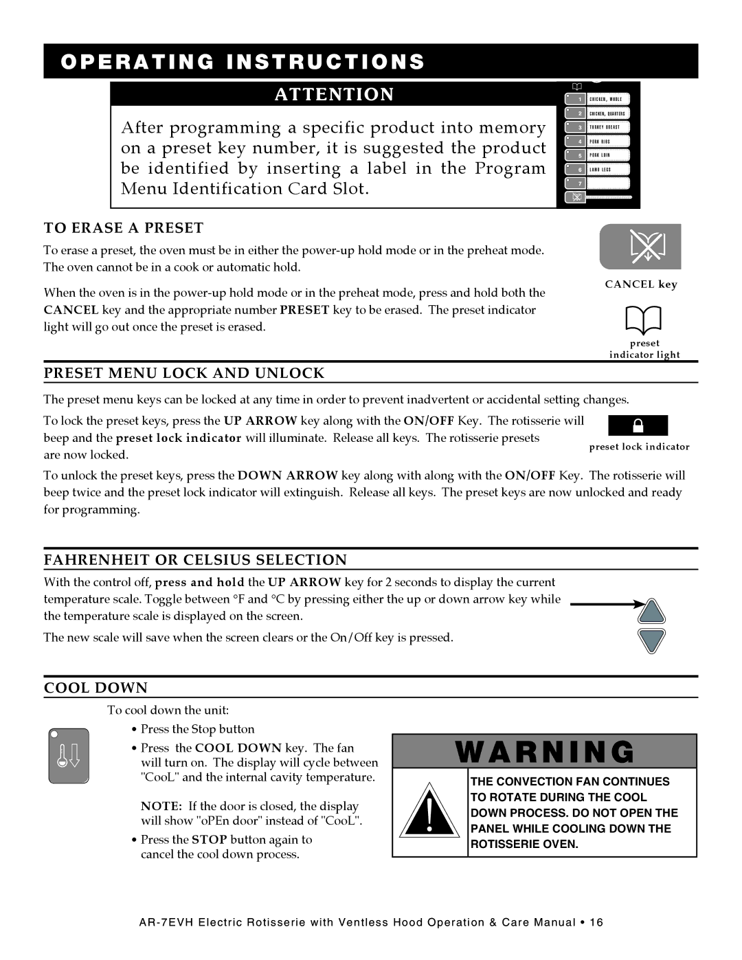 Alto-Shaam ar-7evh manual To Erase a Preset 