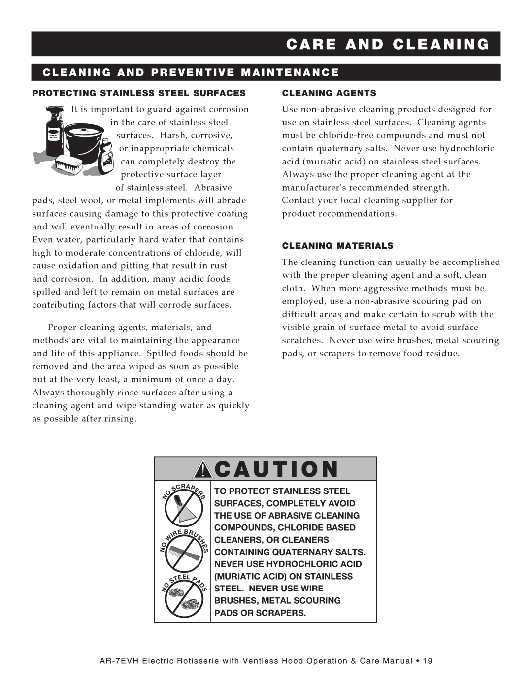 Alto-Shaam ar-7evh manual Re and cleaning, ClEanInG and prEVEntIVE MaIntEnancE 