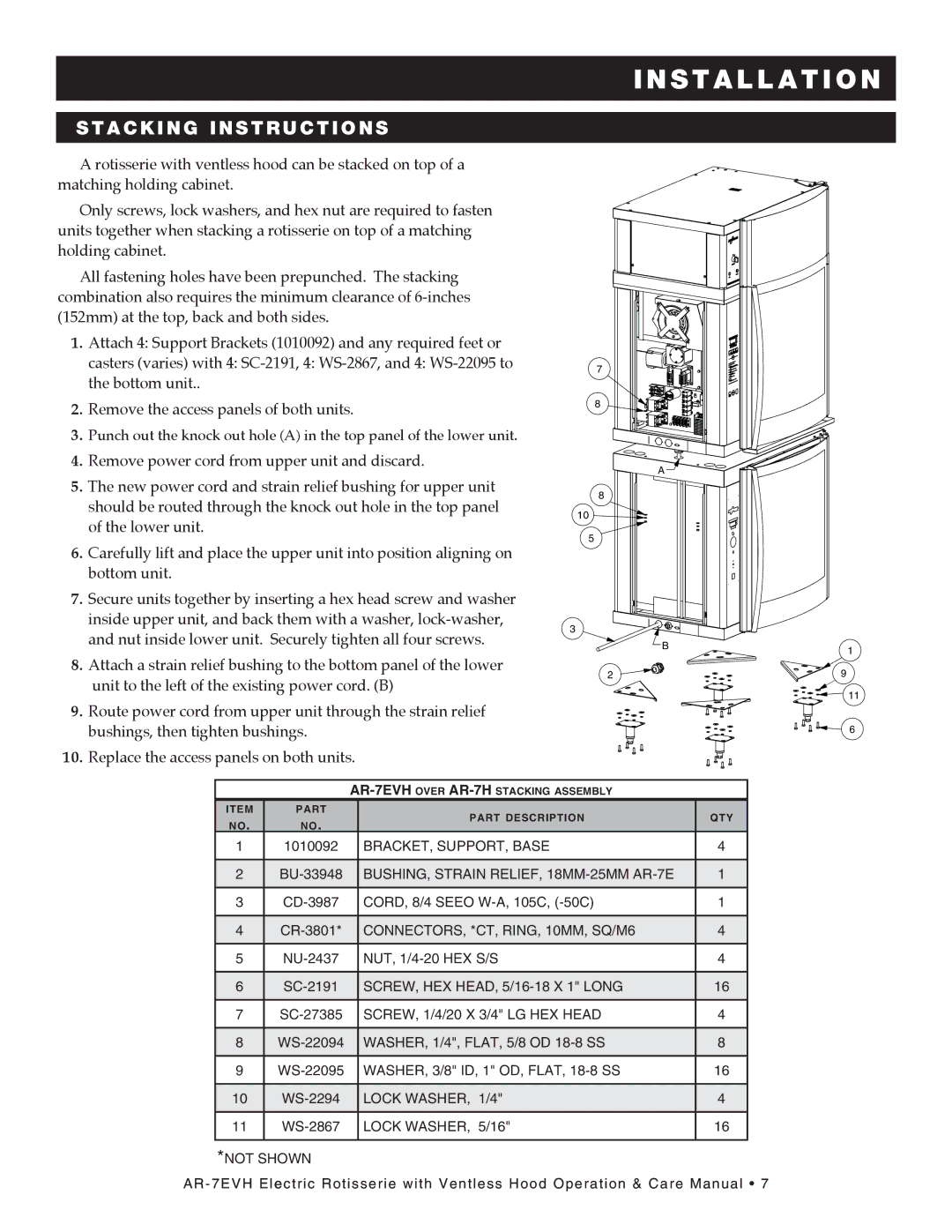 Alto-Shaam ar-7evh manual A c king instructions 