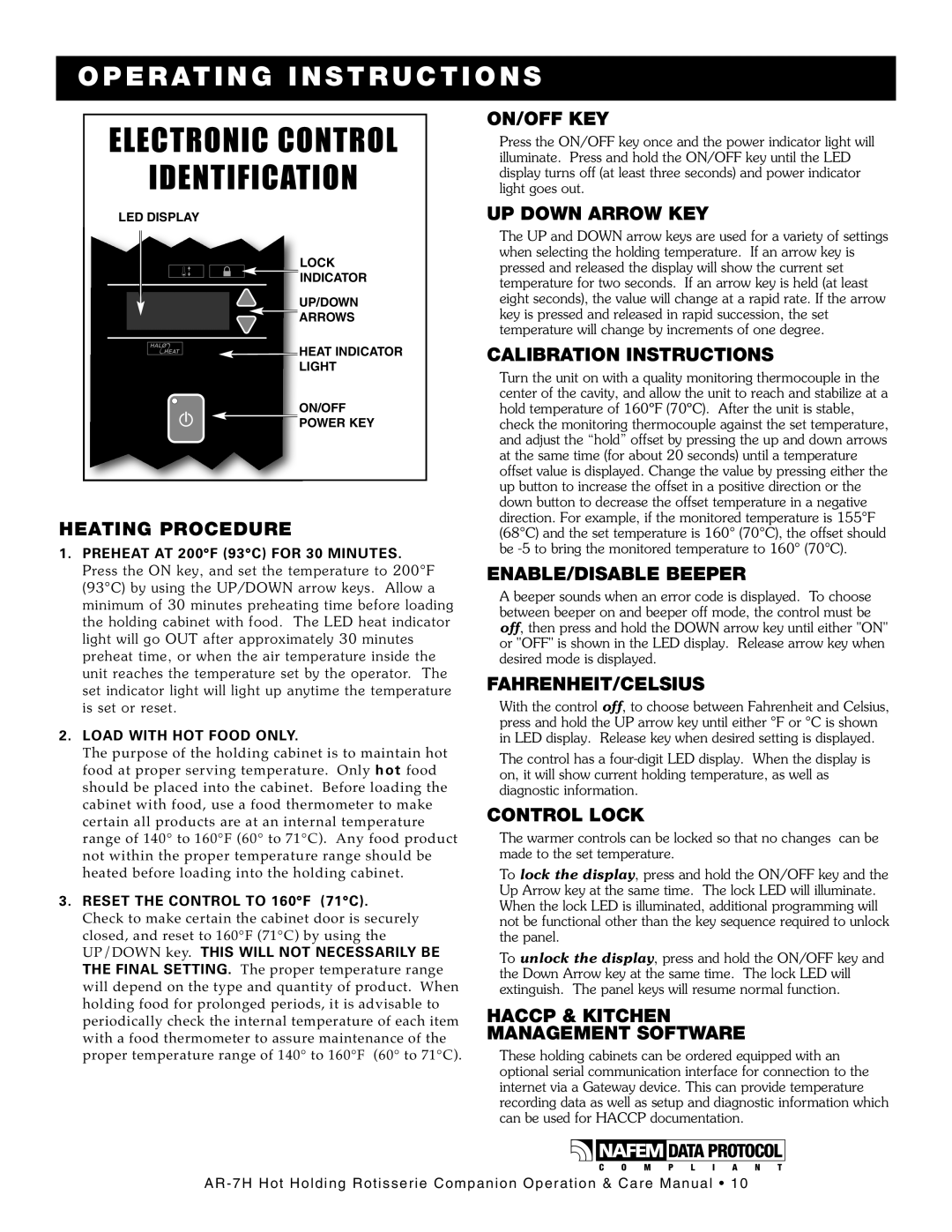 Alto-Shaam AR-7H manual OP ER Ating Instru Ction S 