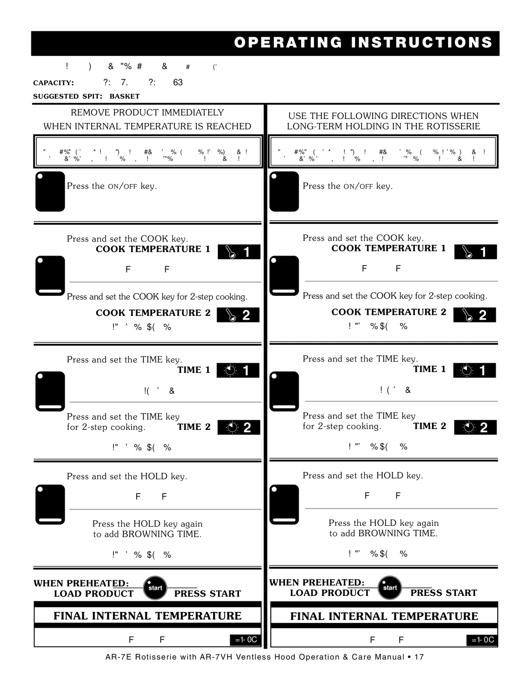 Alto-Shaam AR-7VH manual Operaating Insitrtructiouctions, Chick EN, Halves or Pieces 8- Piece CUT, Not Required, Minutes 