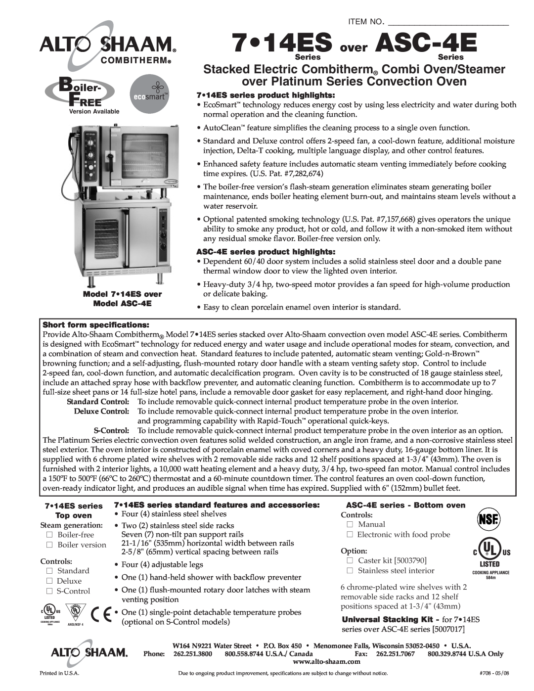 Alto-Shaam Convection Oven manual Model, Installation Operation Maintenance, ASC-2E ASC-4E Manual Control, with 
