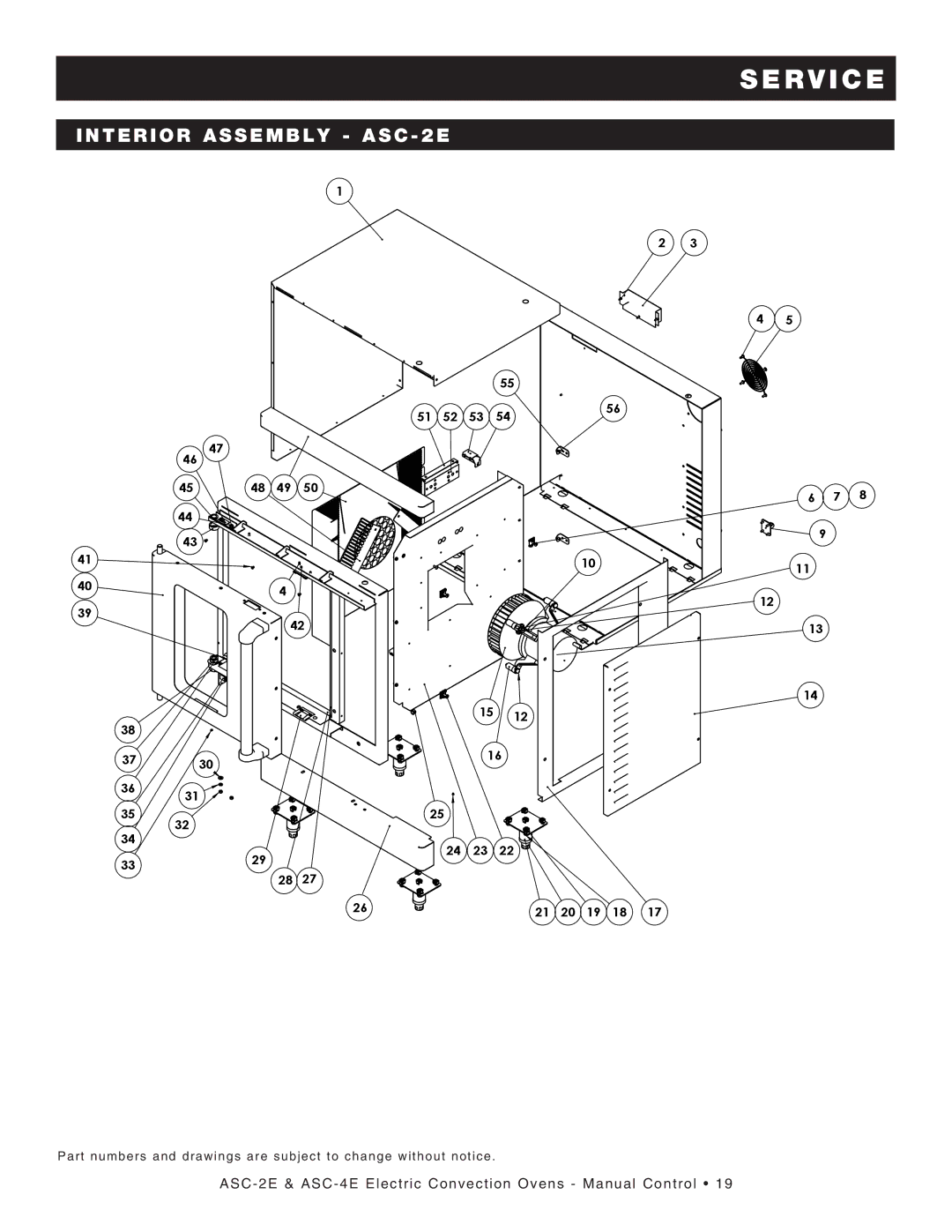 Alto-Shaam ASC-4E, ASC-2E, Convection Oven manual Interior Assembly ASC 2E 