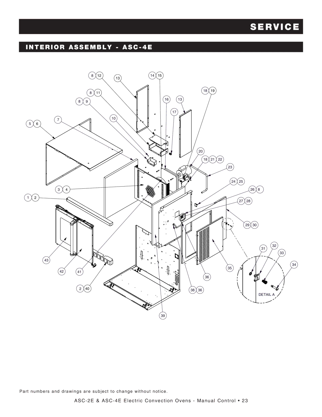 Alto-Shaam ASC-2E, ASC-4E, Convection Oven manual Interior Assembly ASC 4E 