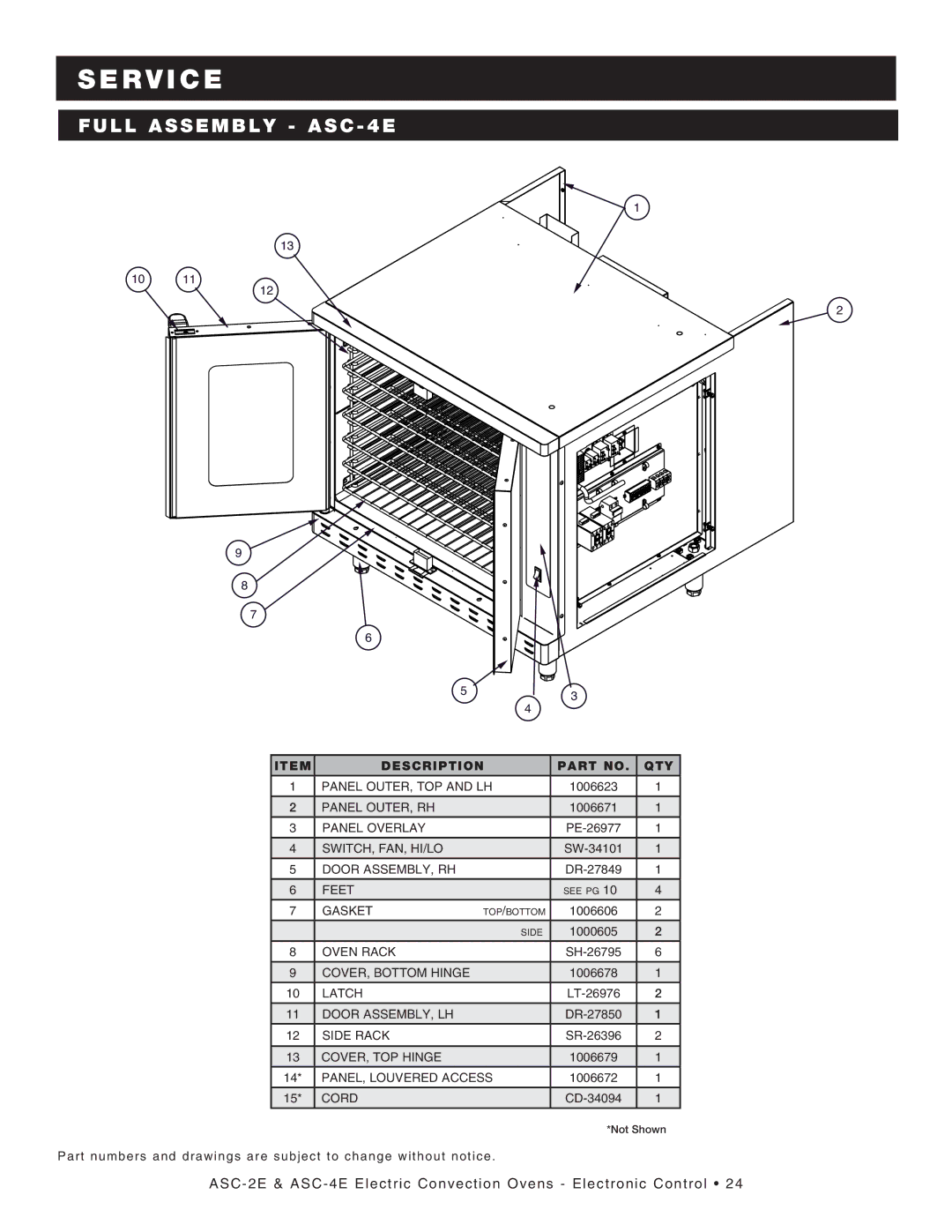 Alto-Shaam ASC-4E, ASC-2E manual Full Assembly ASC 4E 