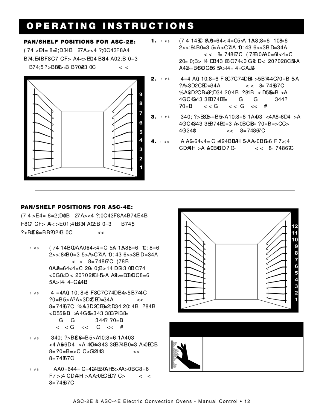 Alto-Shaam ASC-4E, ASC-2E manual Operating NST Ructions, PAN/SHELF Positions For ASC -2E 