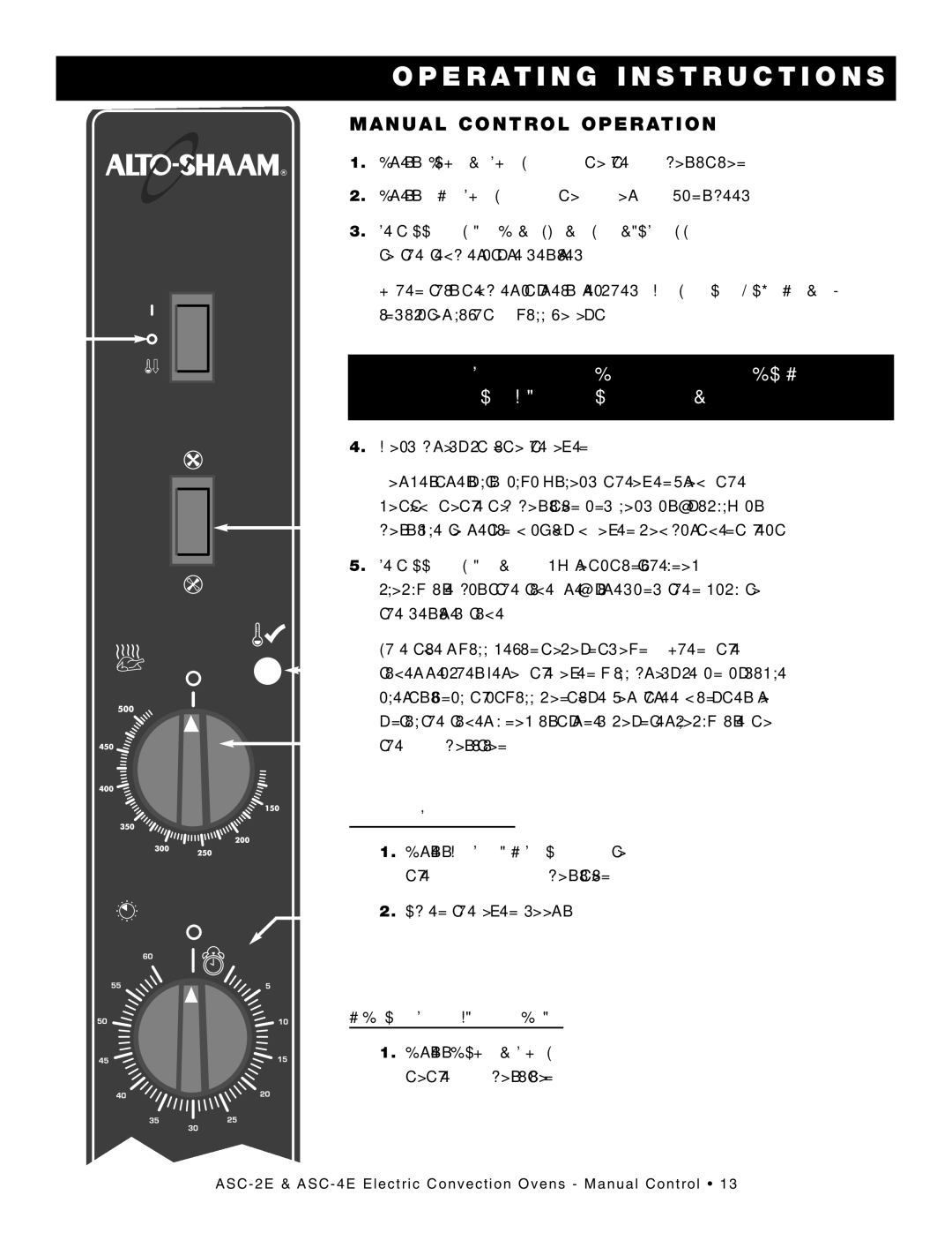 Alto-Shaam ASC-2E, ASC-4E manual MA NU AL C on TRO L OPE Rati on, Allow a Minimum of 20 Minutes To Preheat a Cold Oven 