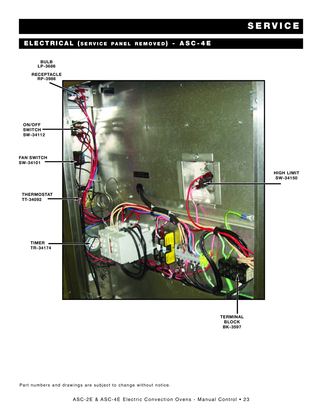 Alto-Shaam ASC-2E, ASC-4E manual Elect Rical S Ervi C E PA NEL R Emov ED ASC- 4E 