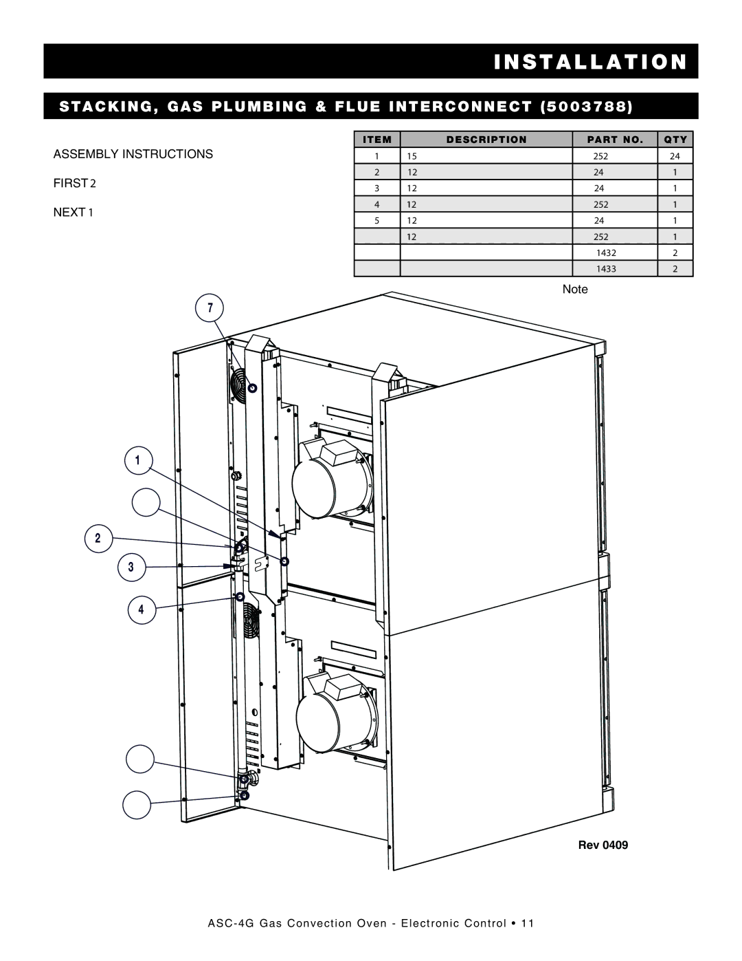 Alto-Shaam ASC-4G manual StACkInG, GAS pluMbInG & fluE IntERConnECt, Assembly Instructions 