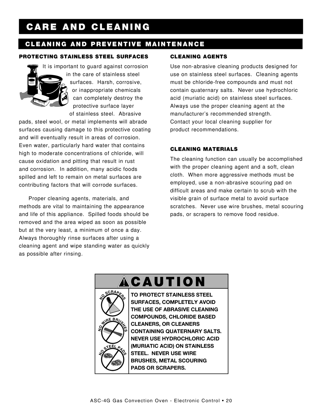 Alto-Shaam ASC-4G manual R e and cleaning, ClEAnInG AnD pREvEntIvE MAIntEnAnCE, PRotECtInG StAInlESS StEEl SuRfACES 