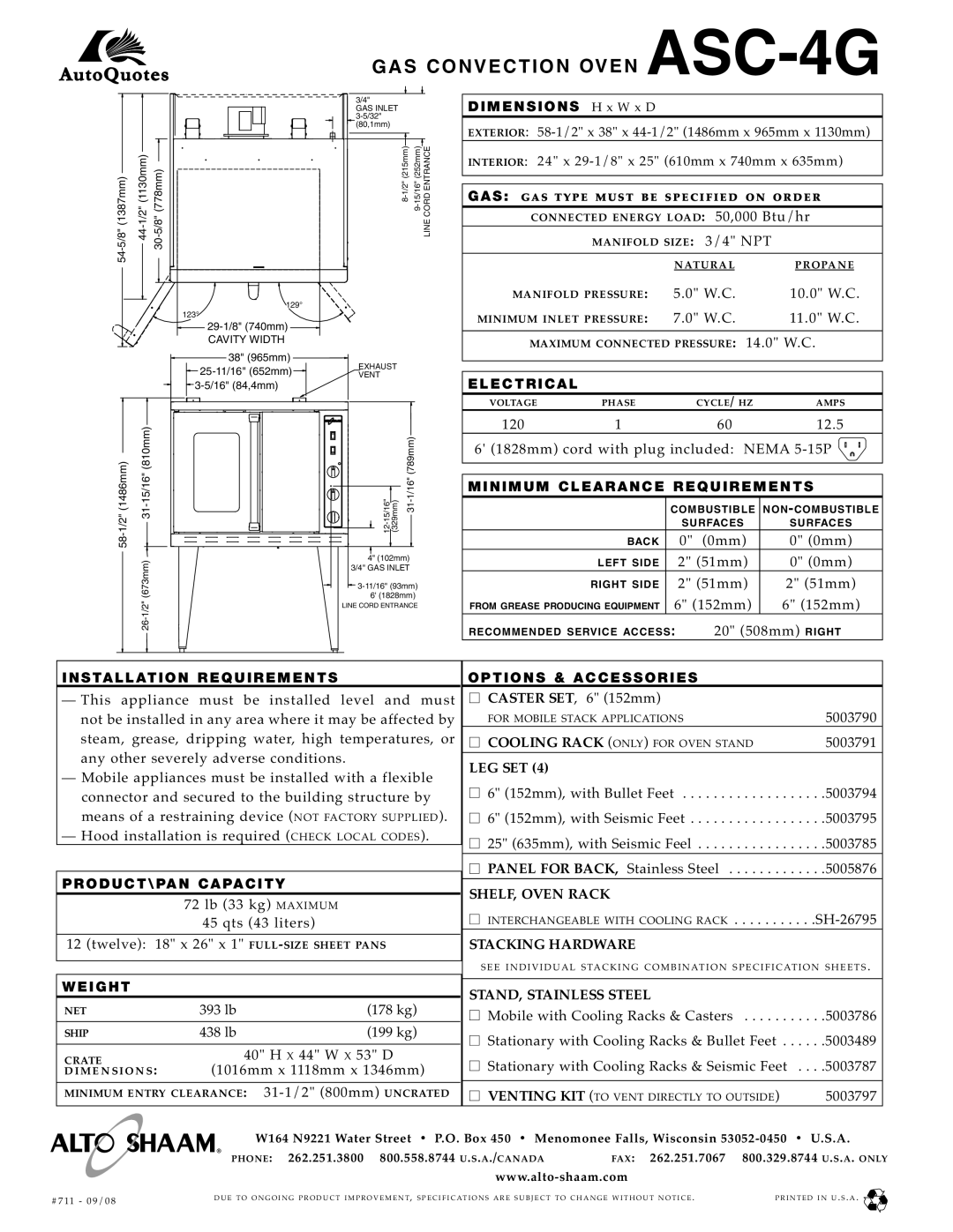 Alto-Shaam ASC-4G specifications Leg Set, SHELF, Oven Rack, Stacking Hardware, STAND, Stainless Steel 