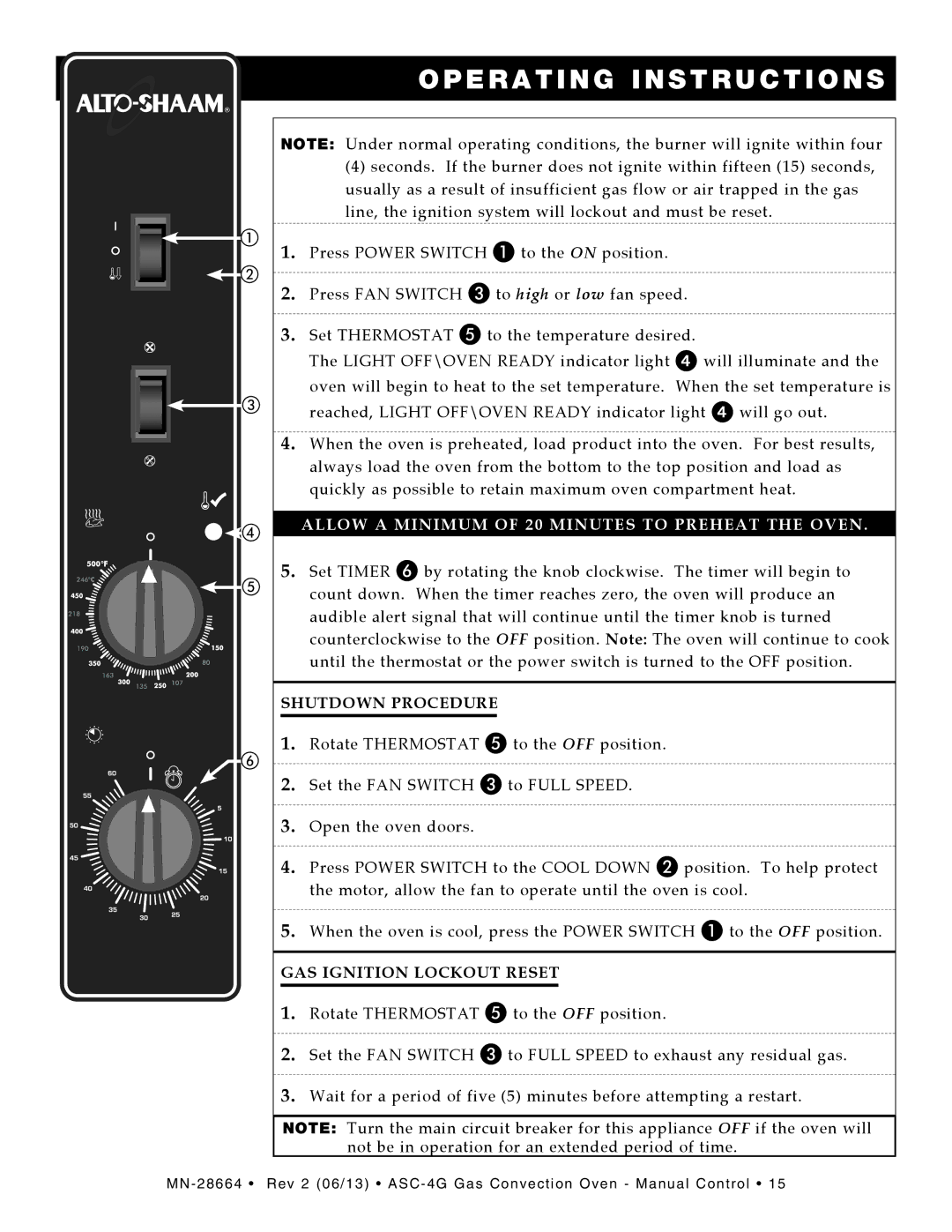 Alto-Shaam ASC-4G manual Allow a Minimum of 20 Minutes to Preheat the Oven 