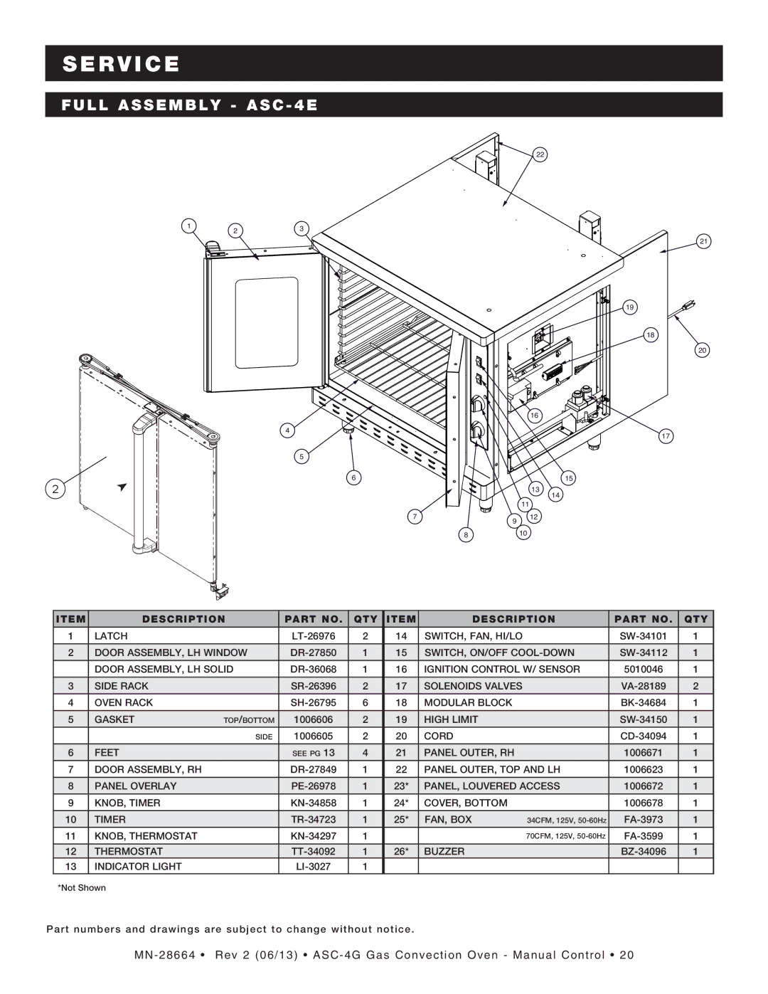 Alto-Shaam ASC-4G manual R V I C E, Full Assembly ASC 4E 