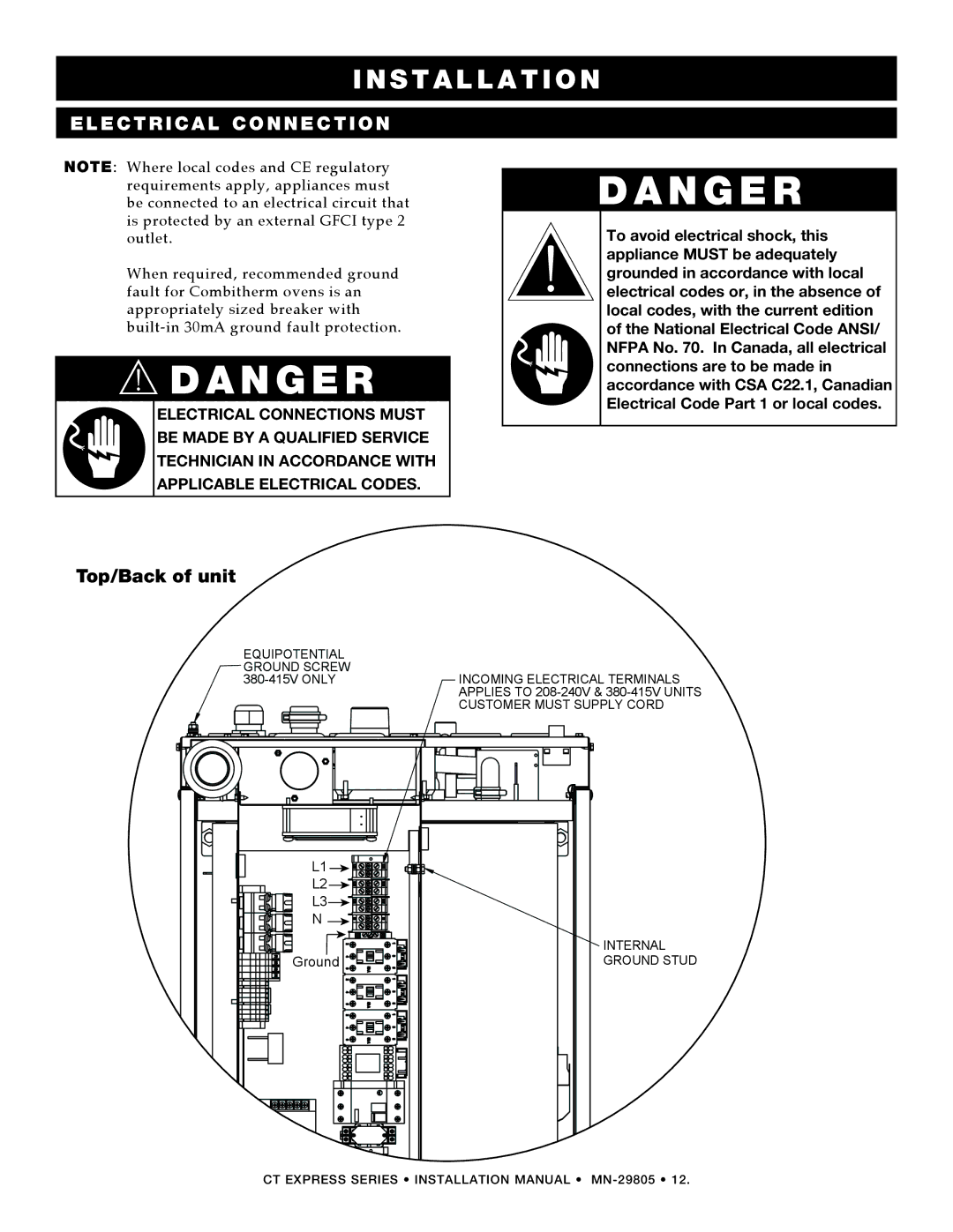 Alto-Shaam Combination Oven/Steamer manual Top/Back of unit, Ground 