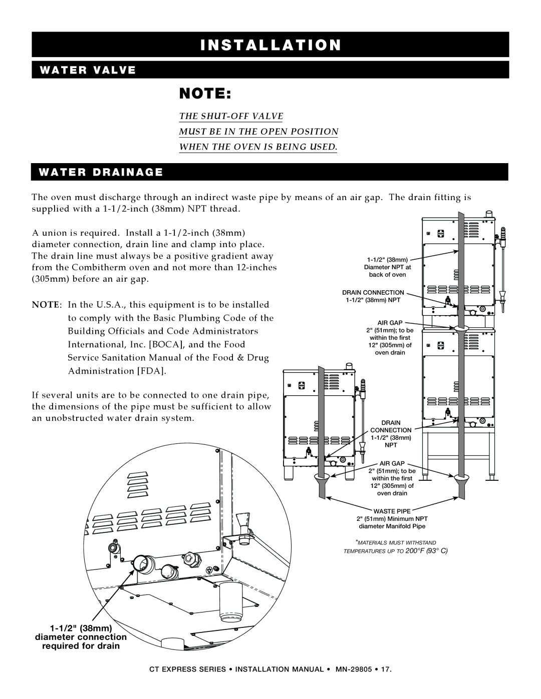 Alto-Shaam Combination Oven/Steamer manual Water Valve, Water Drainage 