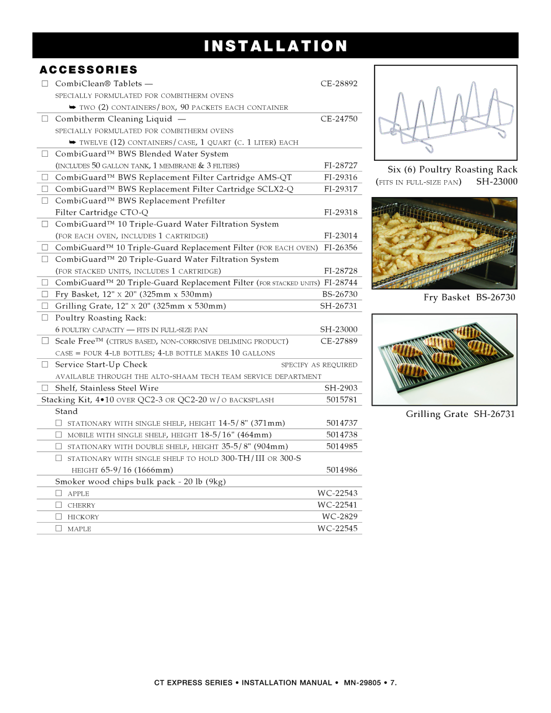 Alto-Shaam Combination Oven/Steamer manual Accessories 