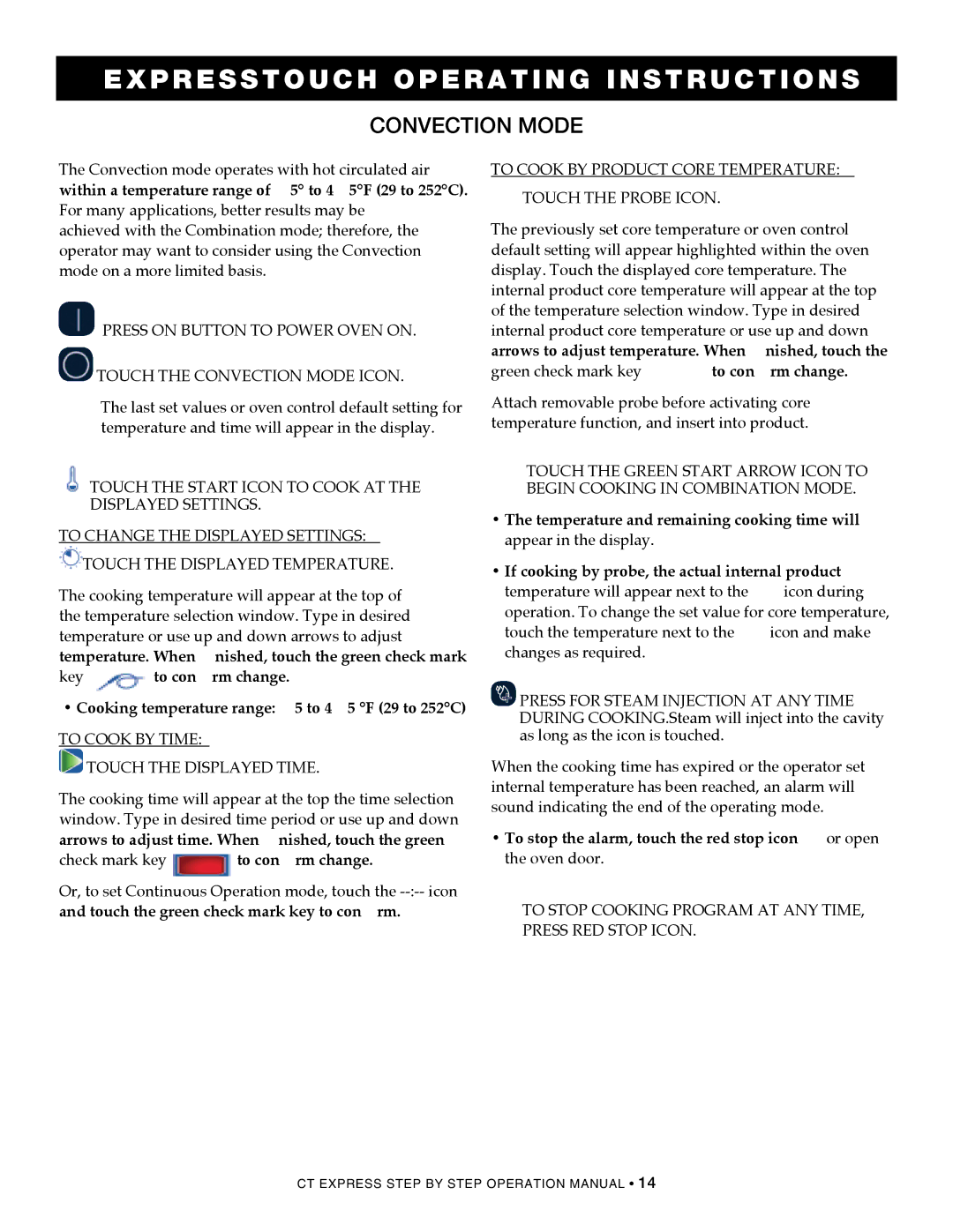 Alto-Shaam CombiOven, 4.10ESiVH, 4.10esi, 4.10CCi operation manual Convection mode 