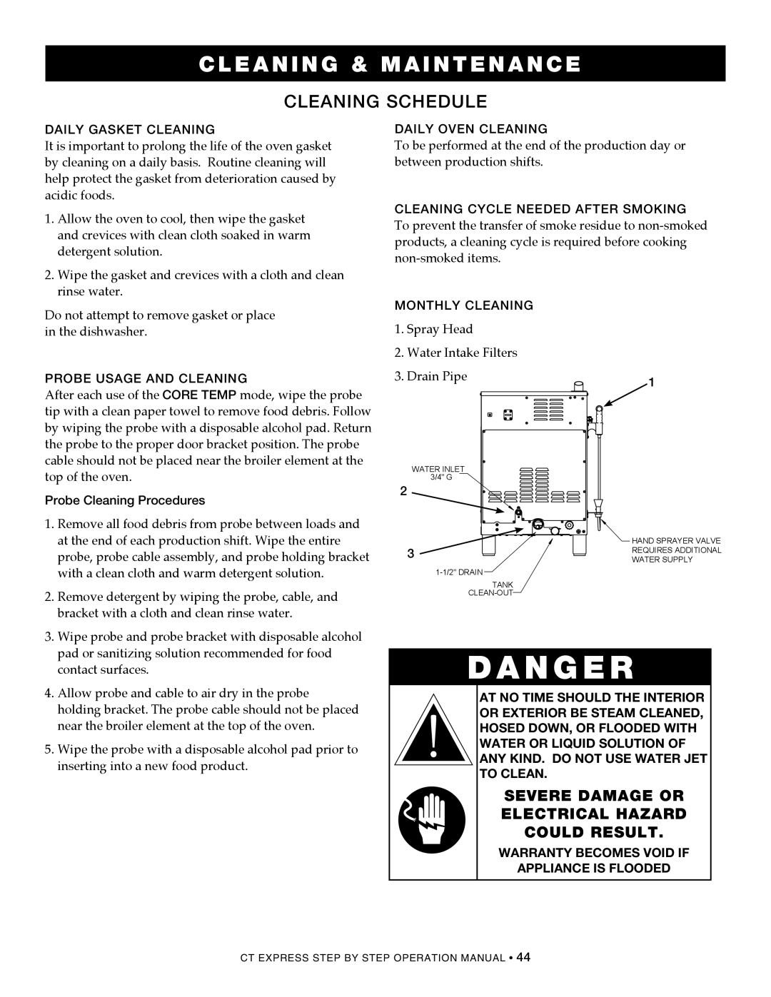 Alto-Shaam 4.10esi, CombiOven, 4.10ESiVH, 4.10CCi operation manual Cleaning schedule, Probe Cleaning Procedures 