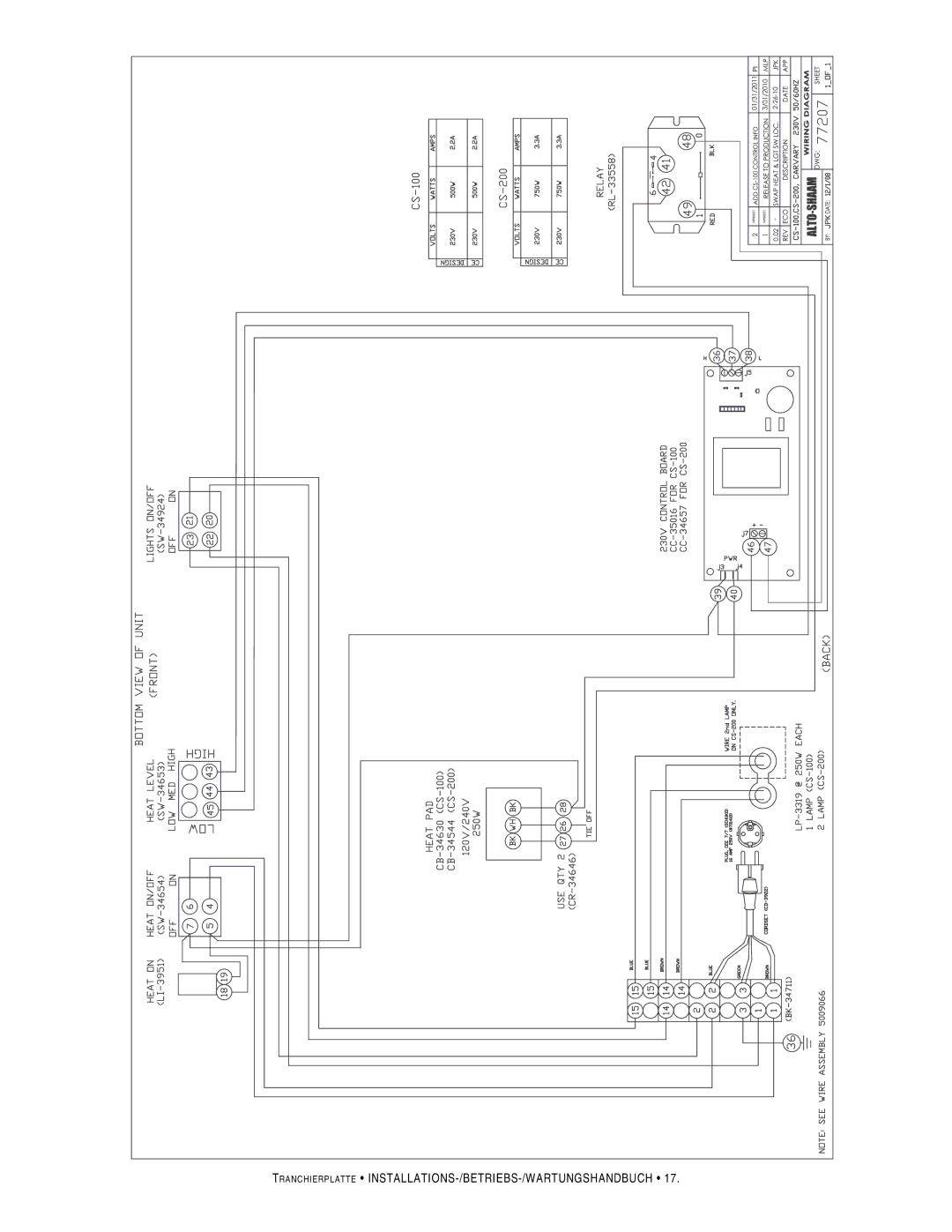 Alto-Shaam CS-200, CS-100 manual Ranchierplatte INSTALLATIONS-/BETRIEBS-/WARTUNGSHANDBUCH 