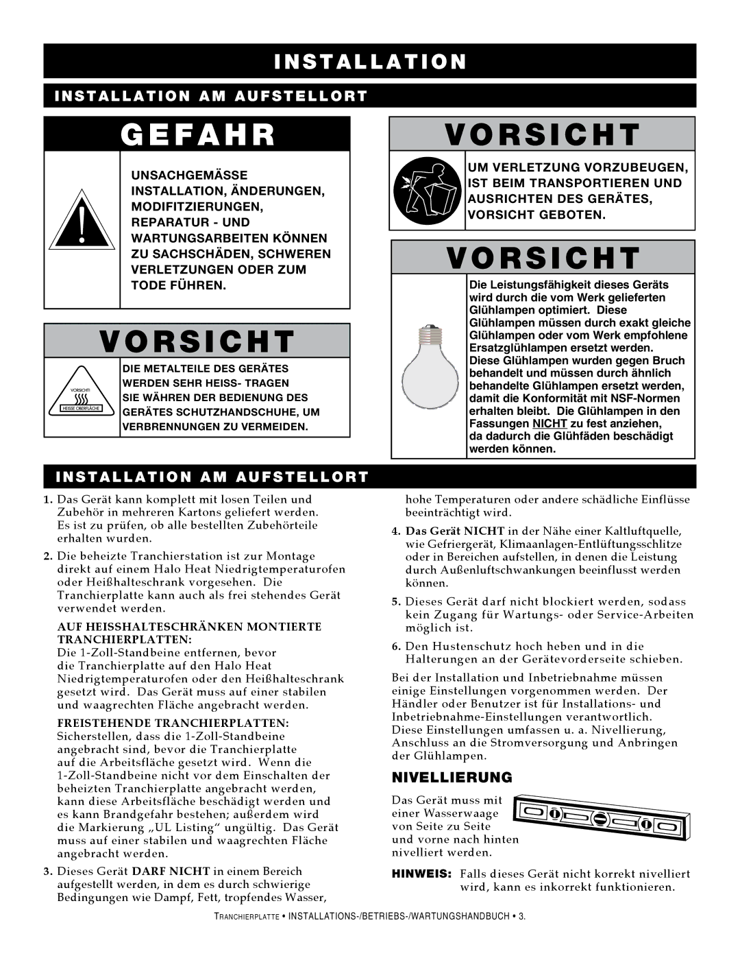 Alto-Shaam CS-200 S t a l l a t i o n, Auf HeiSShalteschränken montierte Tranchierplatten, Freistehende Tranchierplatten 