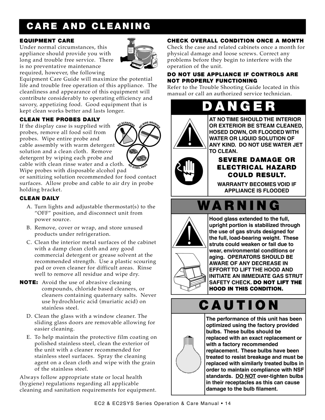 Alto-Shaam EC2-96, EC2-48, EC2-72/P manual WA RN in G, CA UTI on, CAR E AN D Cleanin 