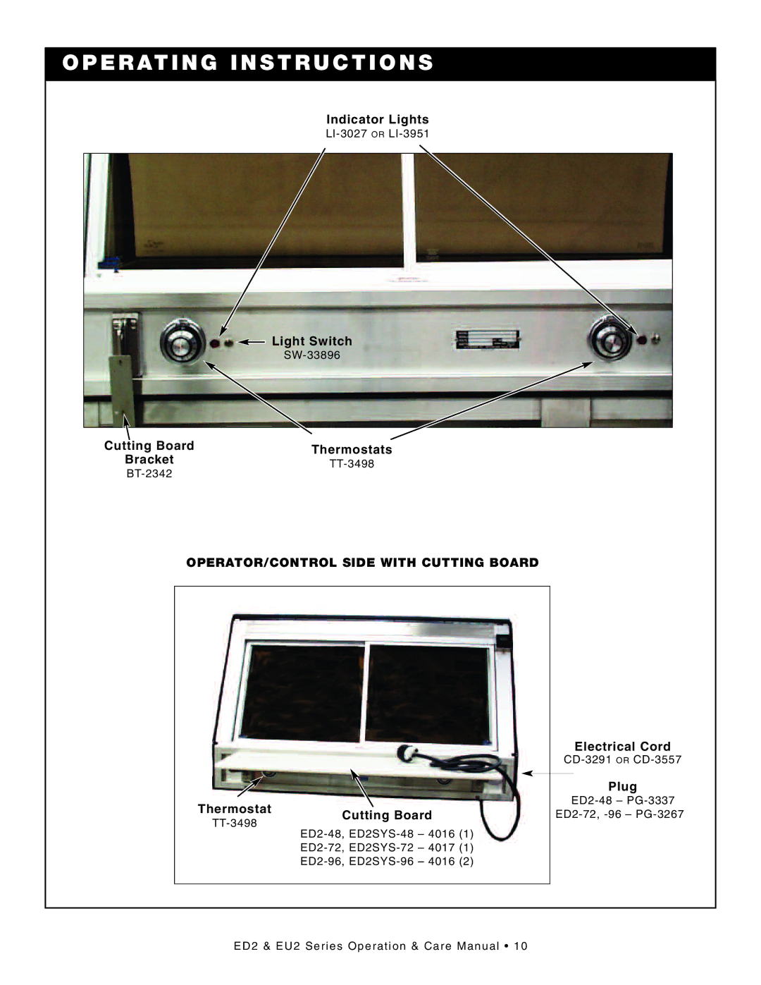 Alto-Shaam ED2SYS-72/PR, ED2-72/PL, ED2SYS-72/PL, ED2-72/PR, ED2SYS-48/P, ED2-48/P manual Indicat or Lights 