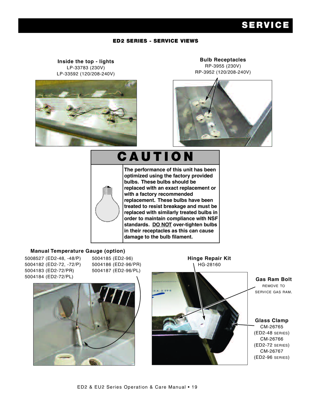 Alto-Shaam ED2SYS-72/PL, ED2SYS-72/PR, ED2-72/PL, ED2-72/PR, ED2SYS-48/P, ED2-48/P manual Aution, SE Rvice 