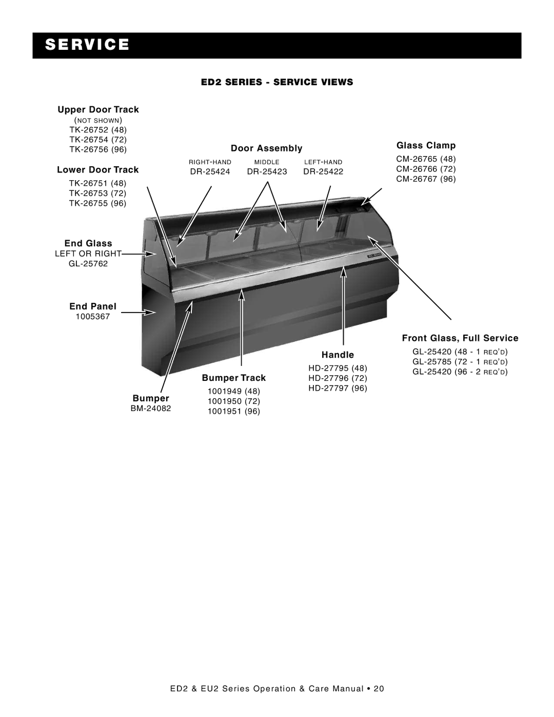 Alto-Shaam ED2-72/PR, ED2SYS-72/PR, ED2-72/PL, ED2SYS-72/PL, ED2SYS-48/P, ED2-48/P manual Upper Door Track 