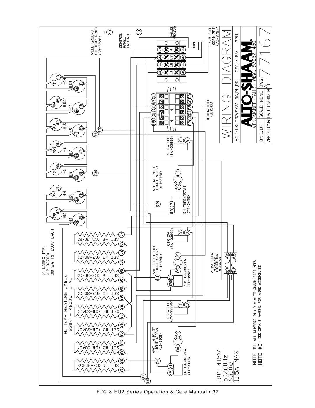 Alto-Shaam ED2SYS-48/P, ED2SYS-72/PR, ED2-72/PL, ED2SYS-72/PL, ED2-72/PR, ED2-48/P ED2 & EU2 Seri es Oper ation & Care Manual 