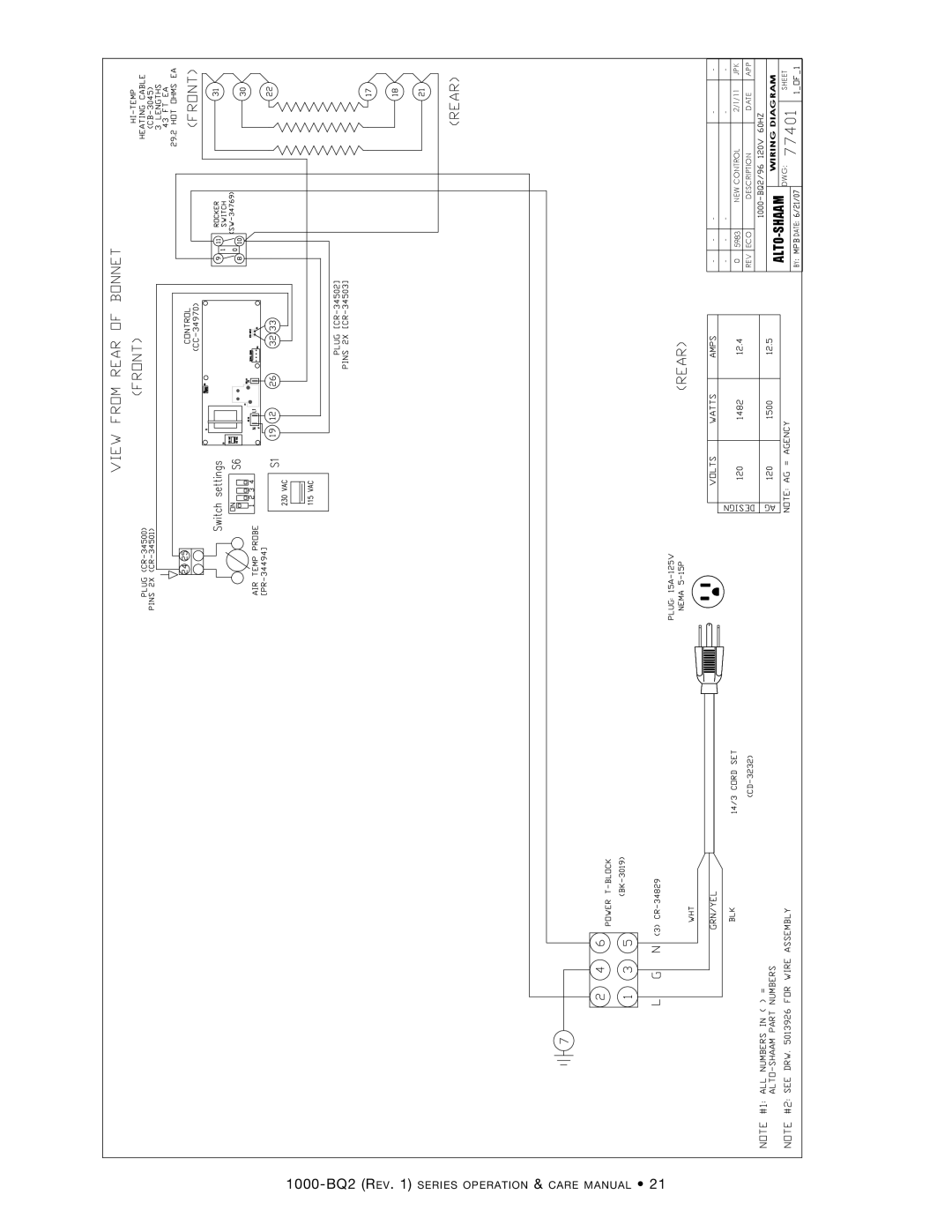 Alto-Shaam 1000-BQ2/128, Electric Banquet Carts, 1000-BQ2/192, 1000-BQ2/96 manual  