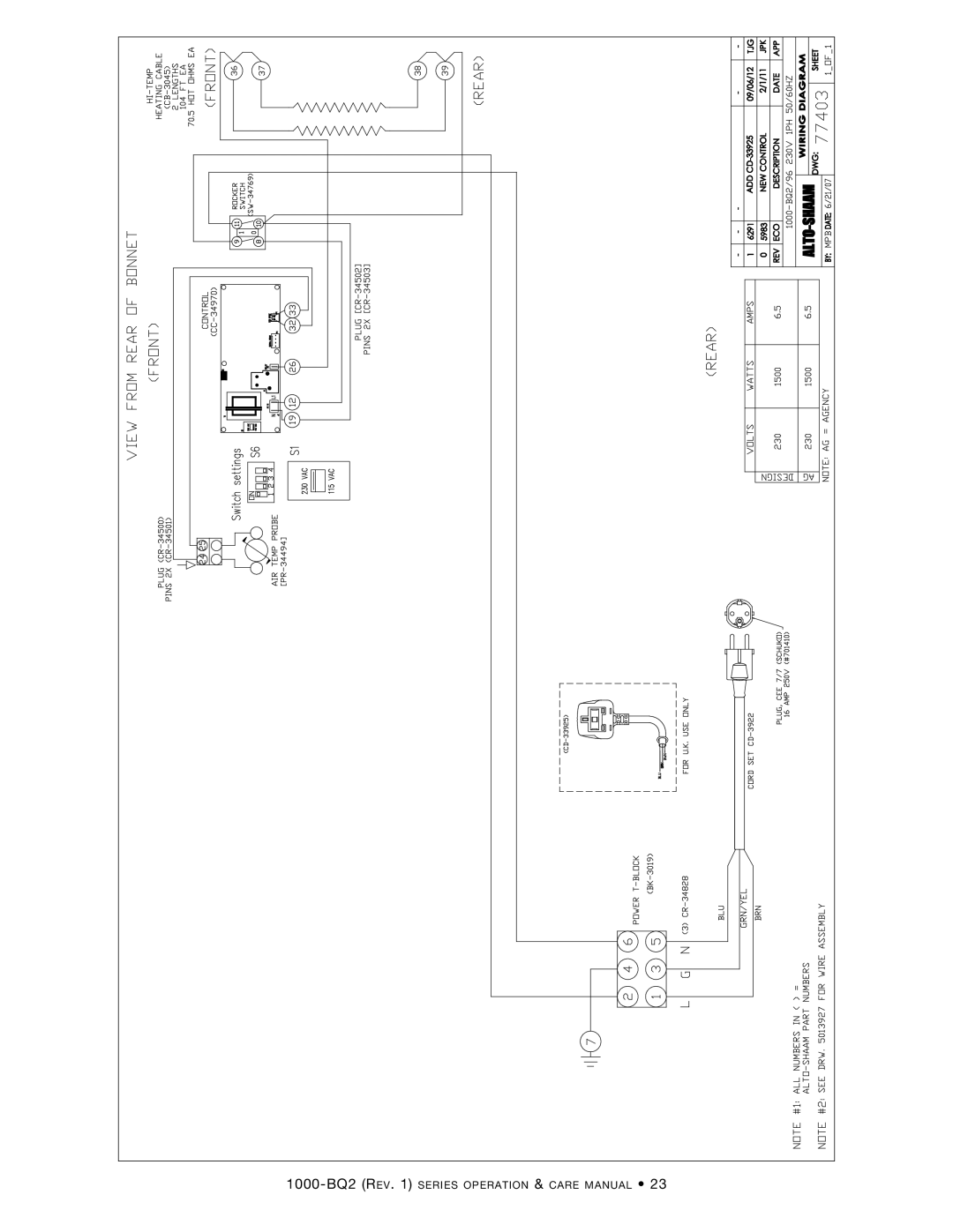 Alto-Shaam 1000-BQ2/192, Electric Banquet Carts, 1000-BQ2/96, 1000-BQ2/128 1000-BQ2 Rev series operation & care manual 