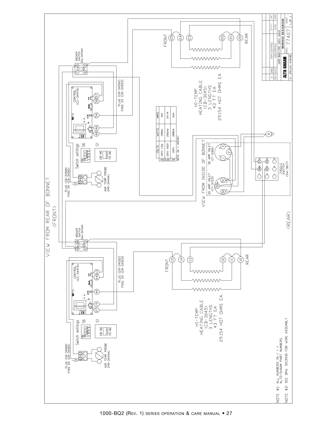 Alto-Shaam 1000-BQ2/192, Electric Banquet Carts, 1000-BQ2/96, 1000-BQ2/128 manual  