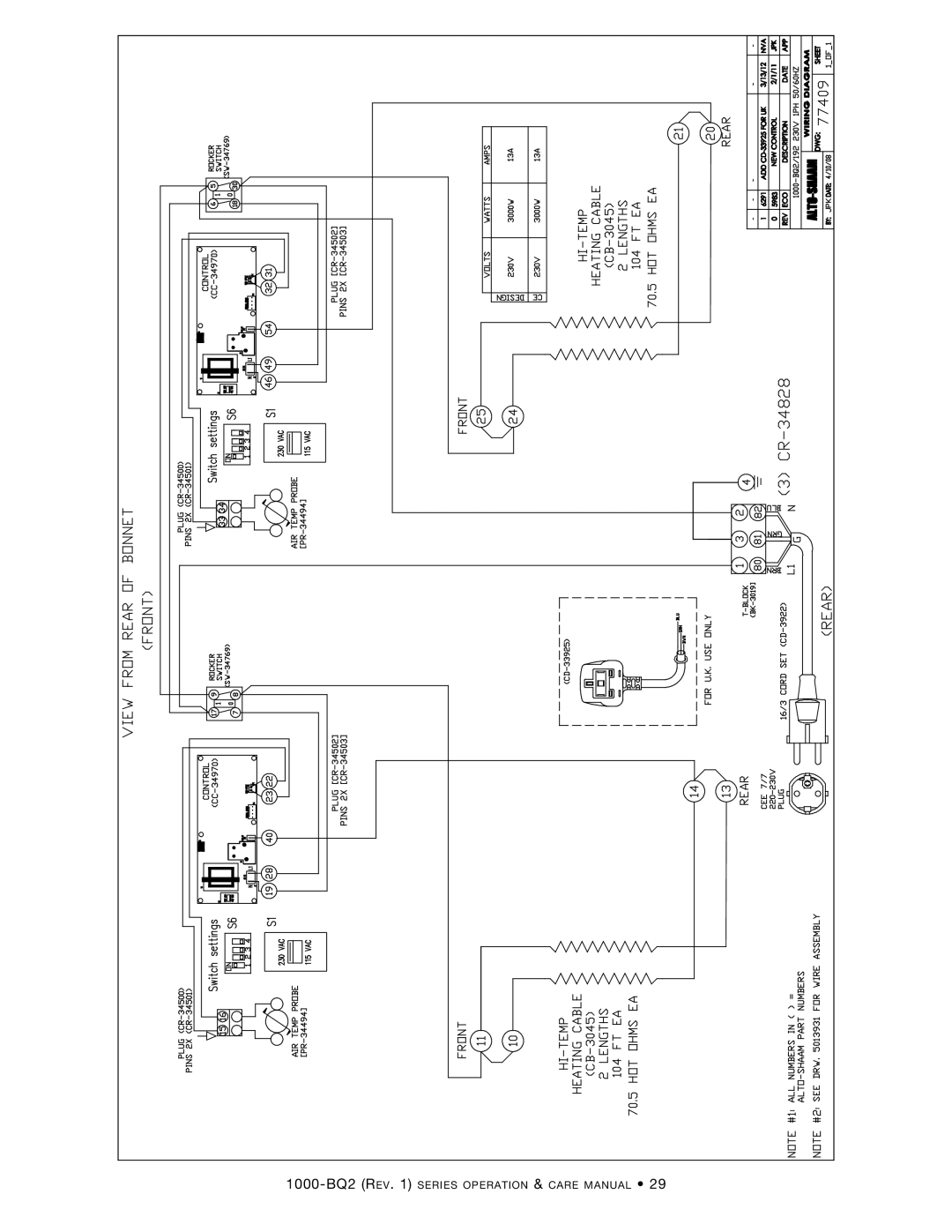 Alto-Shaam 1000-BQ2/128, Electric Banquet Carts, 1000-BQ2/192, 1000-BQ2/96 1000-BQ2 Rev series operation & care manual 