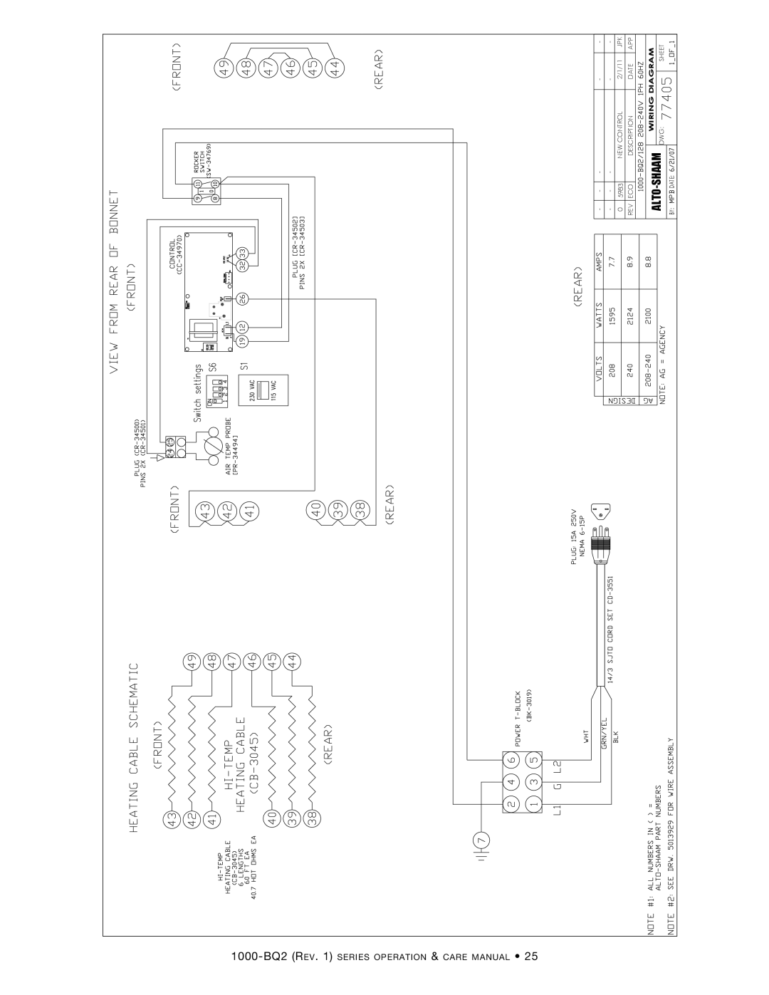 Alto-Shaam 1000-BQ2/128, Electric Banquet Carts 1000-BQ2 Rev. 1 series operation & care manual, ,  