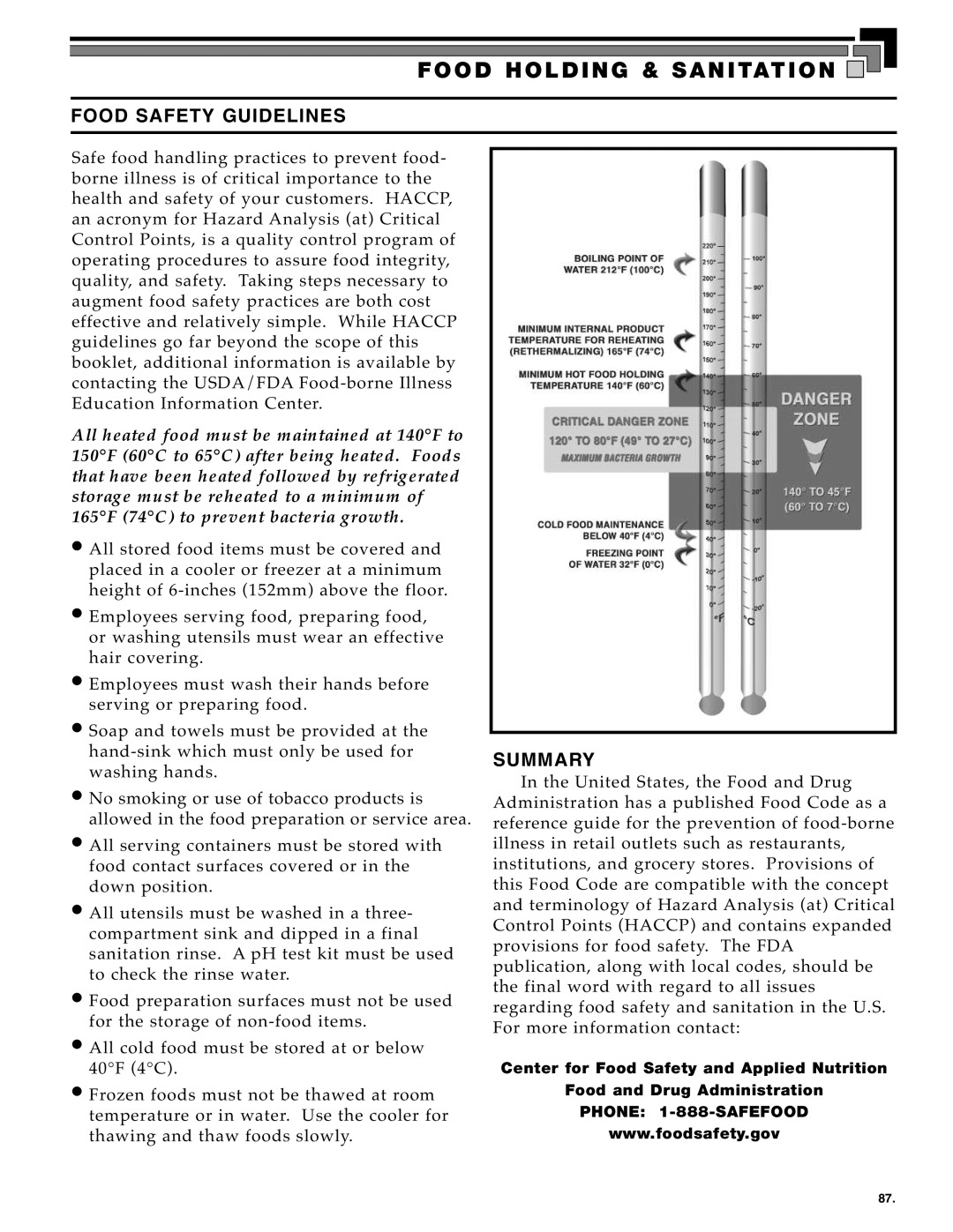 Alto-Shaam Electronically Operated Ovens manual Food SAF ETY Guideline S 