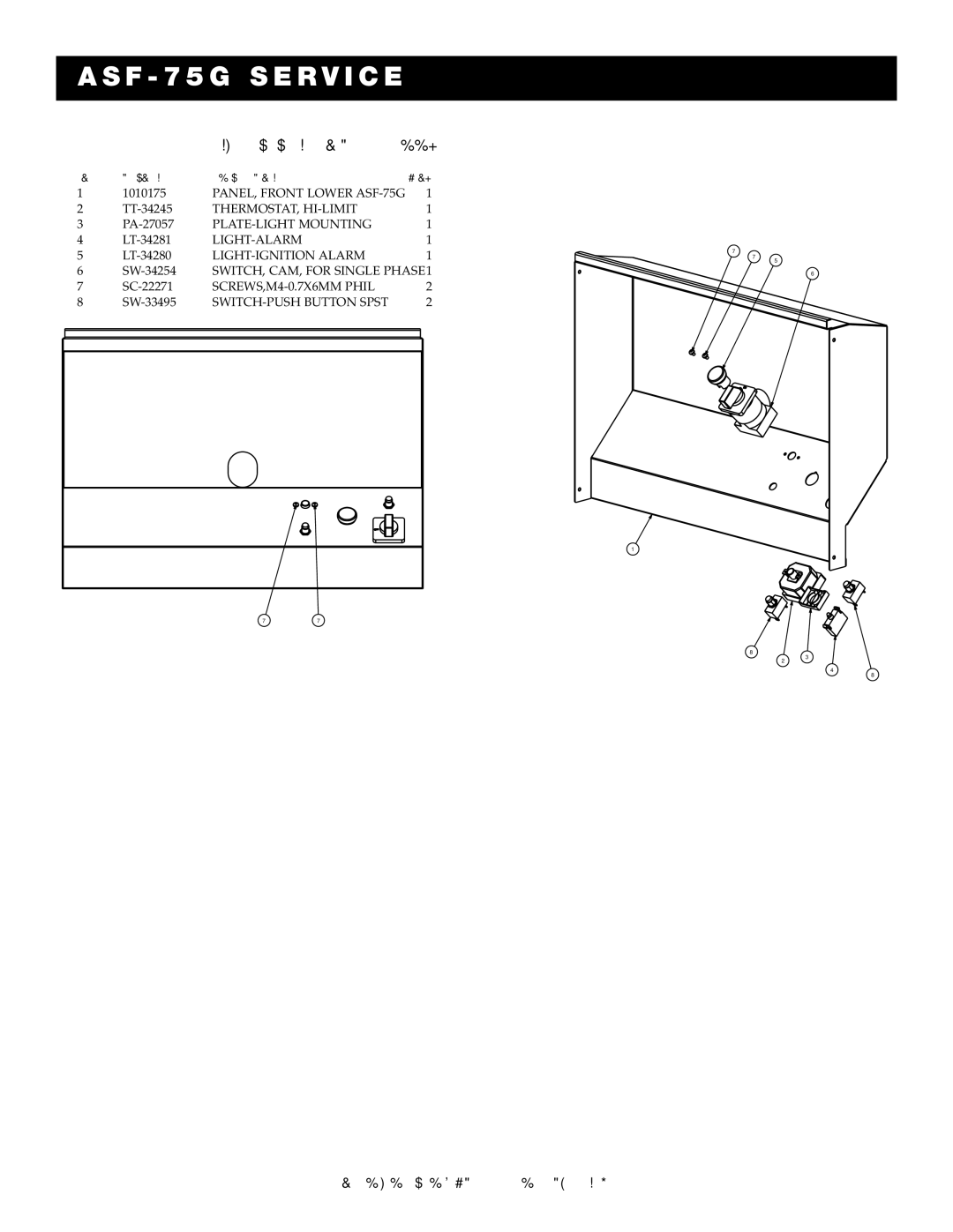 Alto-Shaam FryTech Series manual 5009558, Lower Front Panel Assy 