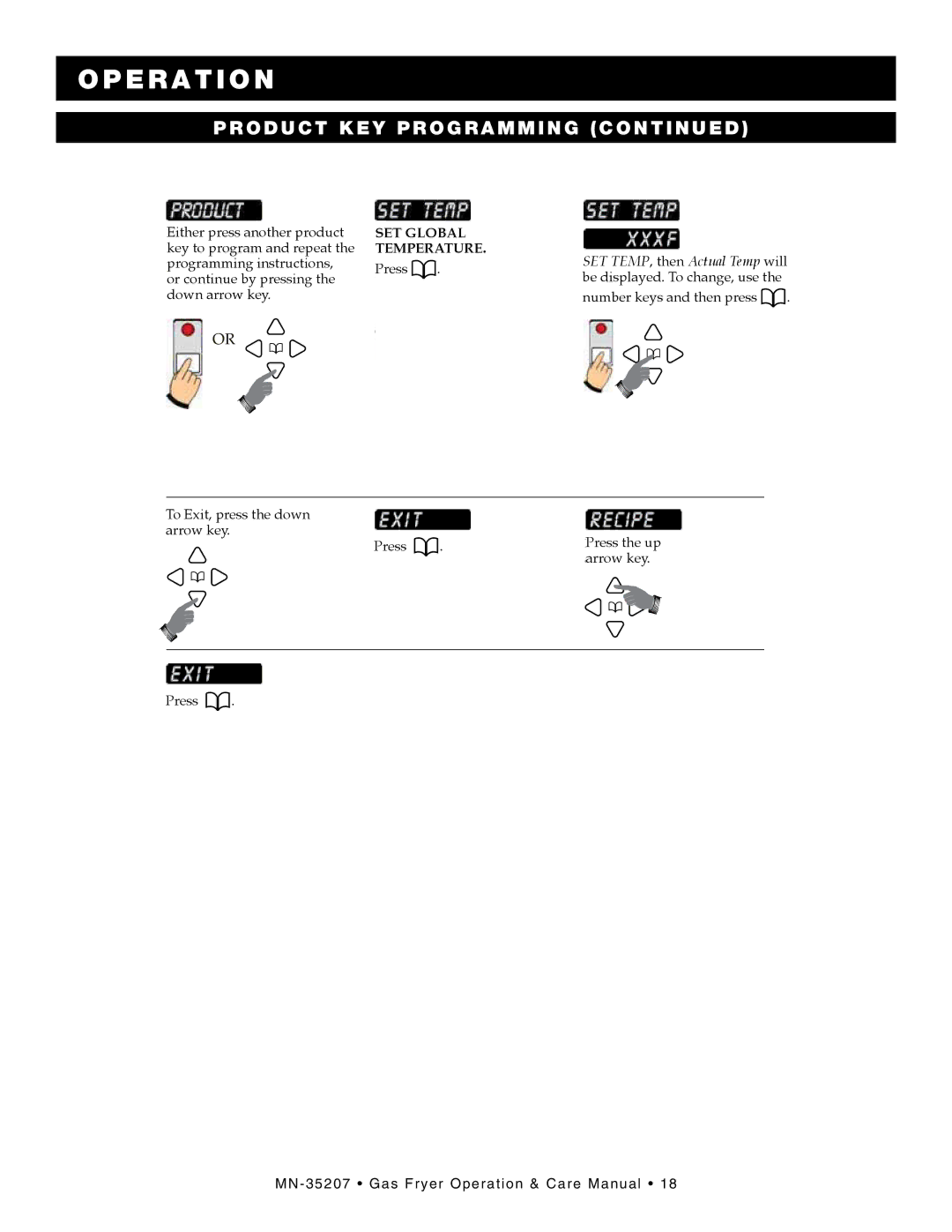 Alto-Shaam Gas Fryer, ASF-60G manual SET Global Tempera 