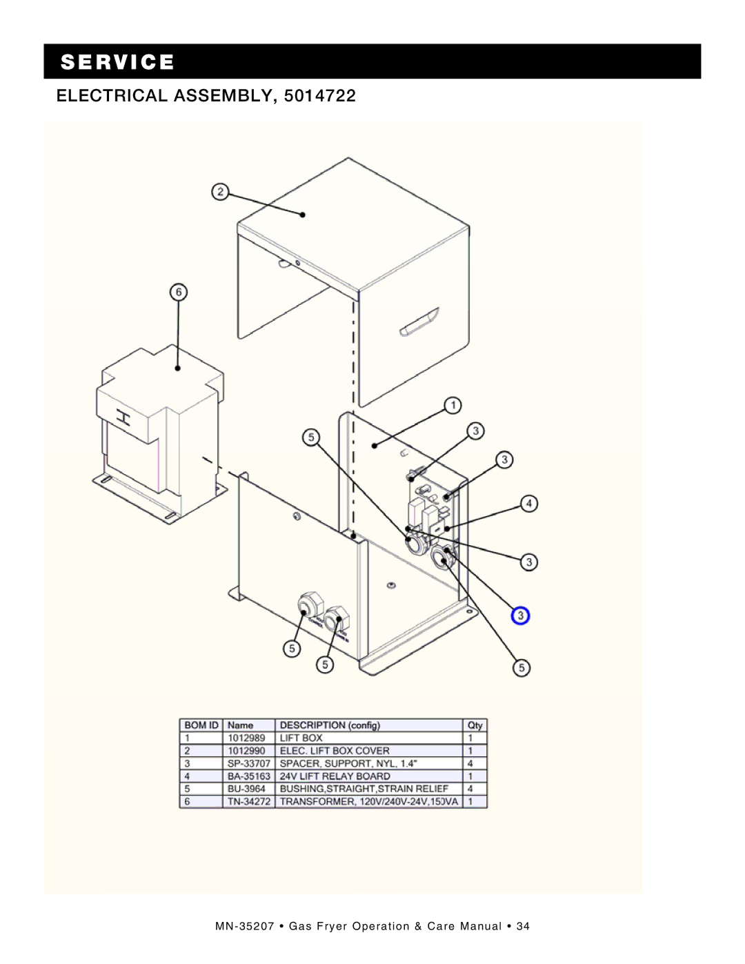 Alto-Shaam Gas Fryer, ASF-60G manual Electrical Assembly 