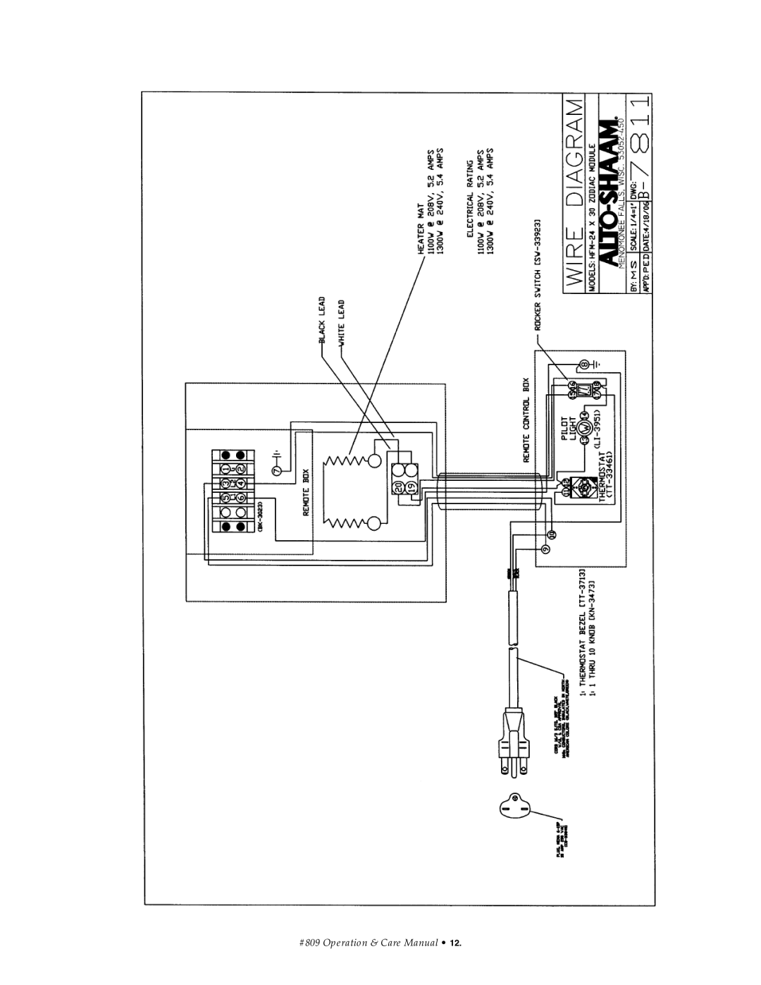 Alto-Shaam HFM-72, HFM-48, HFM-30 manual #809 Operation & Care Manual 