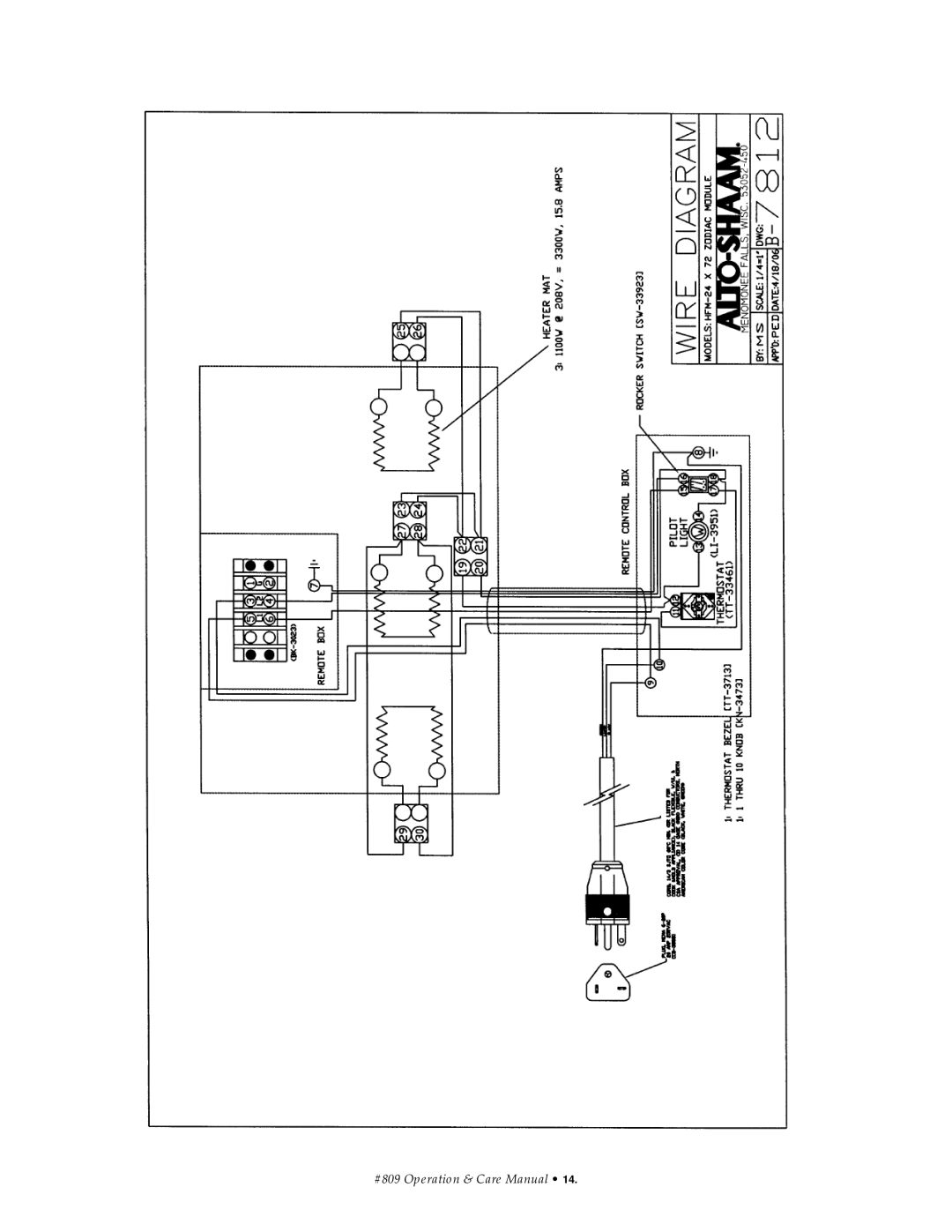 Alto-Shaam HFM-48, HFM-72, HFM-30 manual #809 Operation & Care Manual 