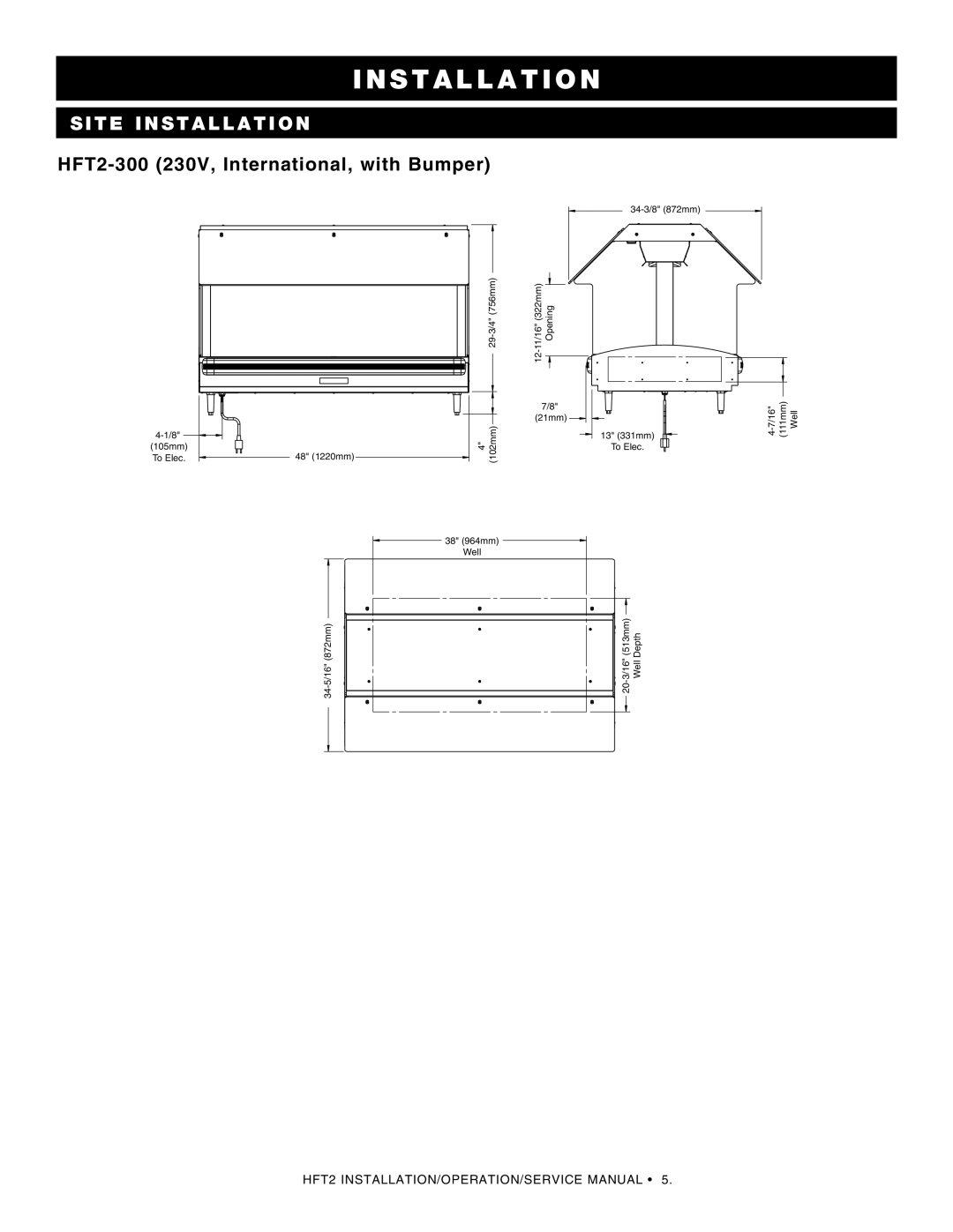 Alto-Shaam HFT2-400, HFT2SYS-400, HFT2-500, HFT2SYS-500, HFT2SYS-300 manual HFT2-300 230V, International, with Bumper 