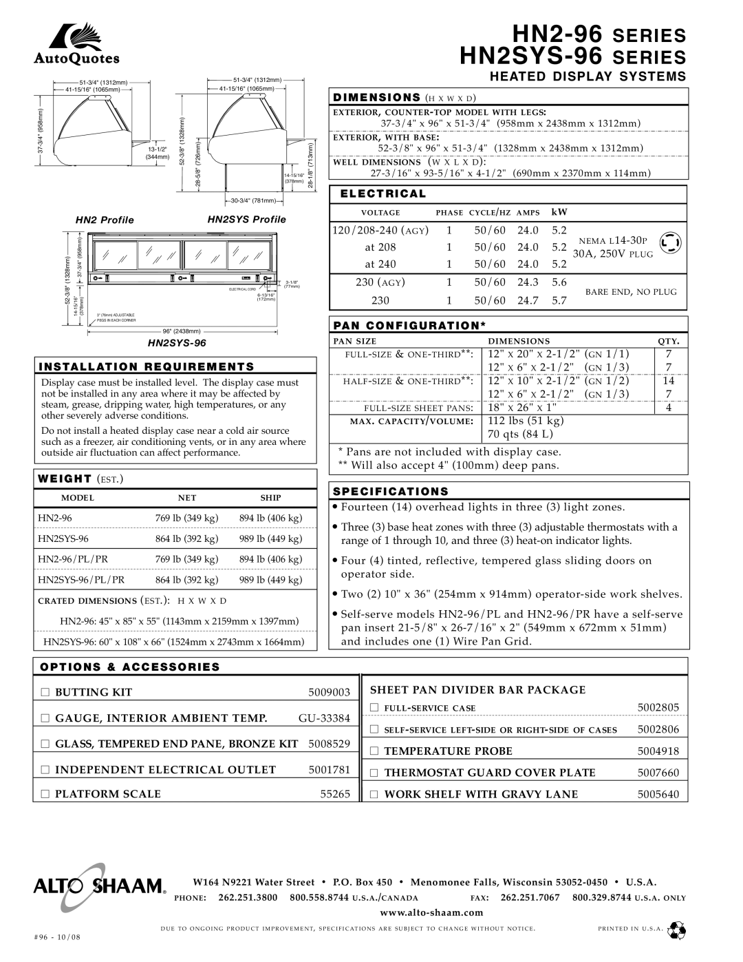 Alto-Shaam HN2-96 Butting KIT, GAUGE, Inter IOR Ambi ENT TE MP, GLASS, Tempered END PANE, Bronze KIT, Platform S Cale 