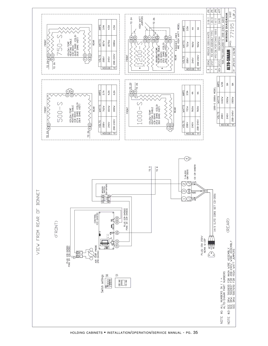 Alto-Shaam 1000-UP, Holding Cabinet, 300-S, 500-S, 1200-UP, 750-S, 1000-S, 1200-S manual 