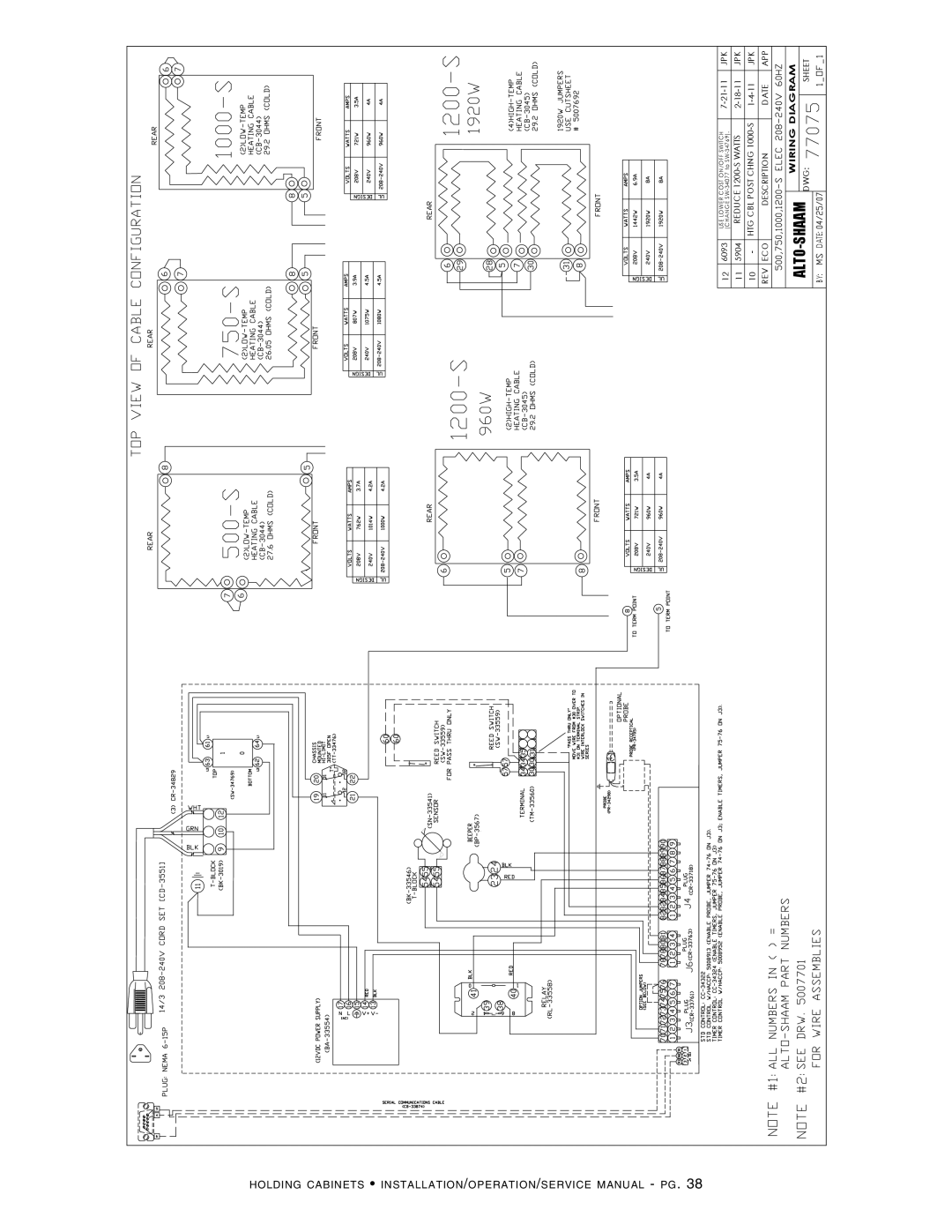 Alto-Shaam Holding Cabinet, 300-S, 500-S, 1200-UP, 750-S, 1000-UP, 1000-S, 1200-S manual  