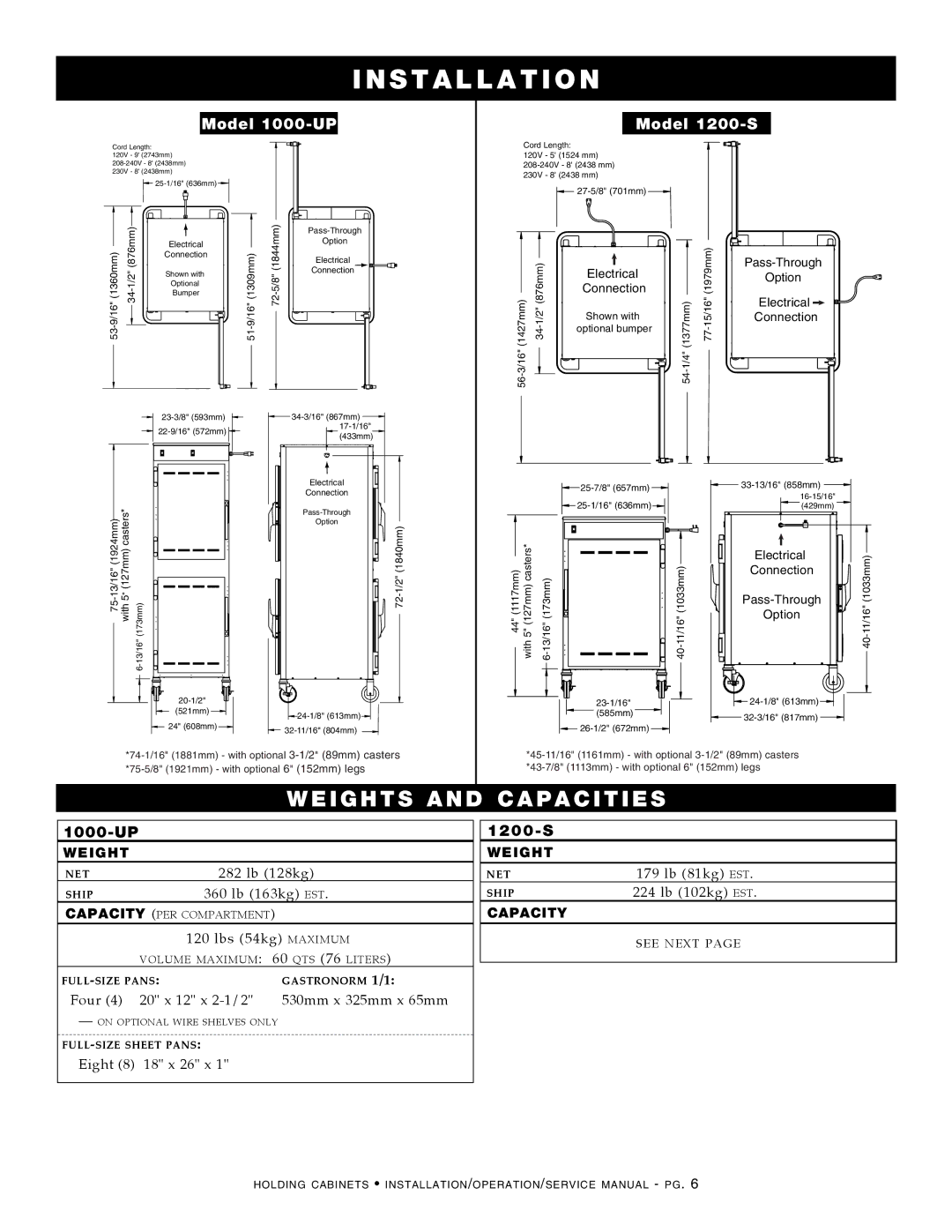 Alto-Shaam Holding Cabinet, 300-S, 500-S, 1200-UP, 750-S, 1000-S manual 1000-UP, 1200-S 